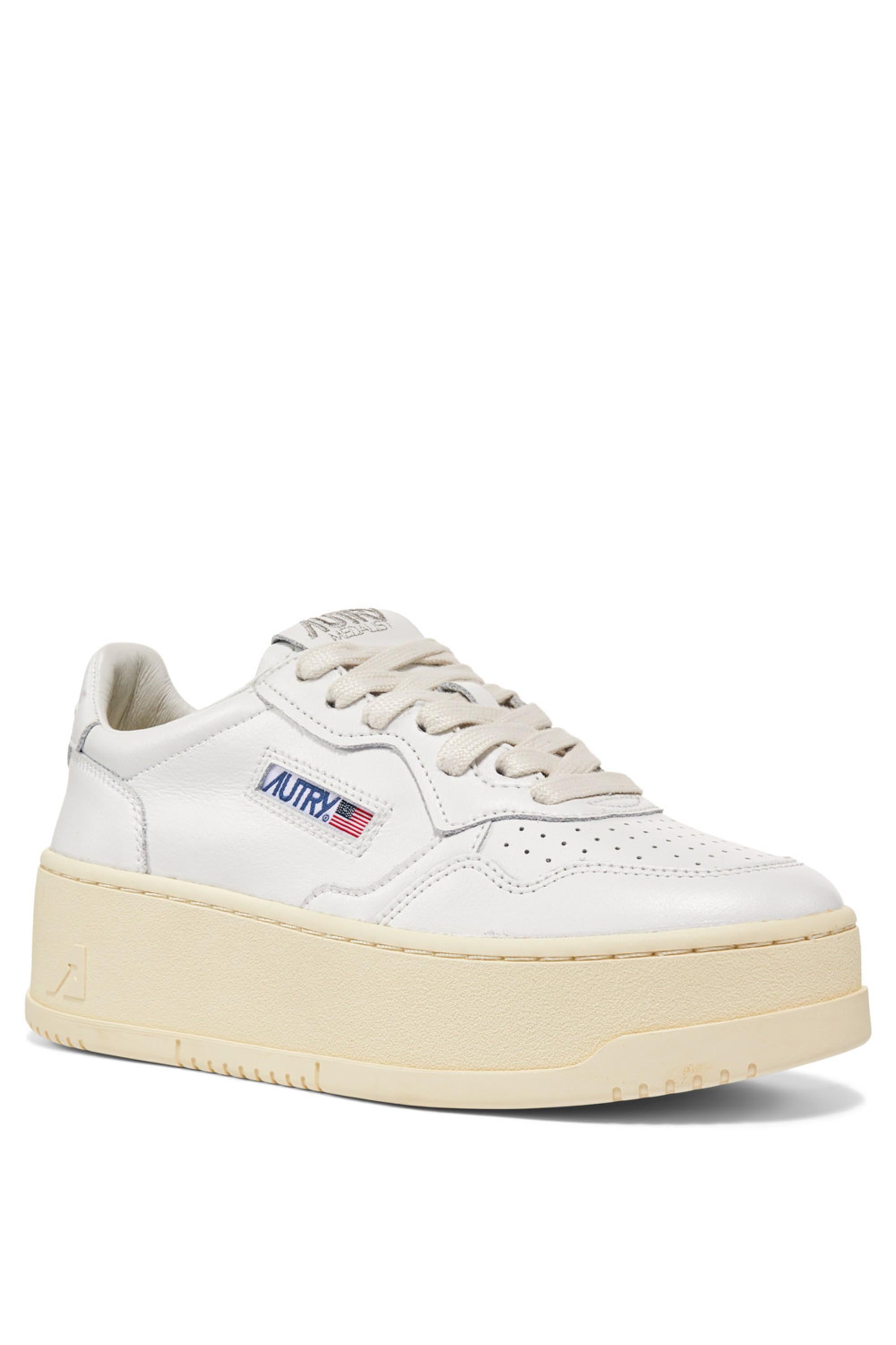 Autry Sneaker donna Medalist Platform in pelle bianca PTLW LL15 WHT/WHT