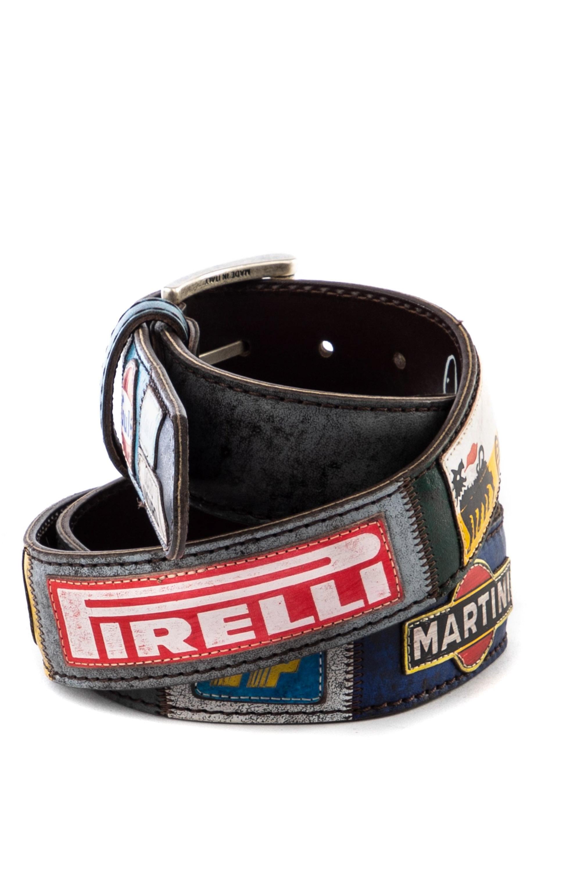 Artigianato Italiano Cintura artigianale in pelle "Cartellonistica" CARTELLONISTICA MLTCLR