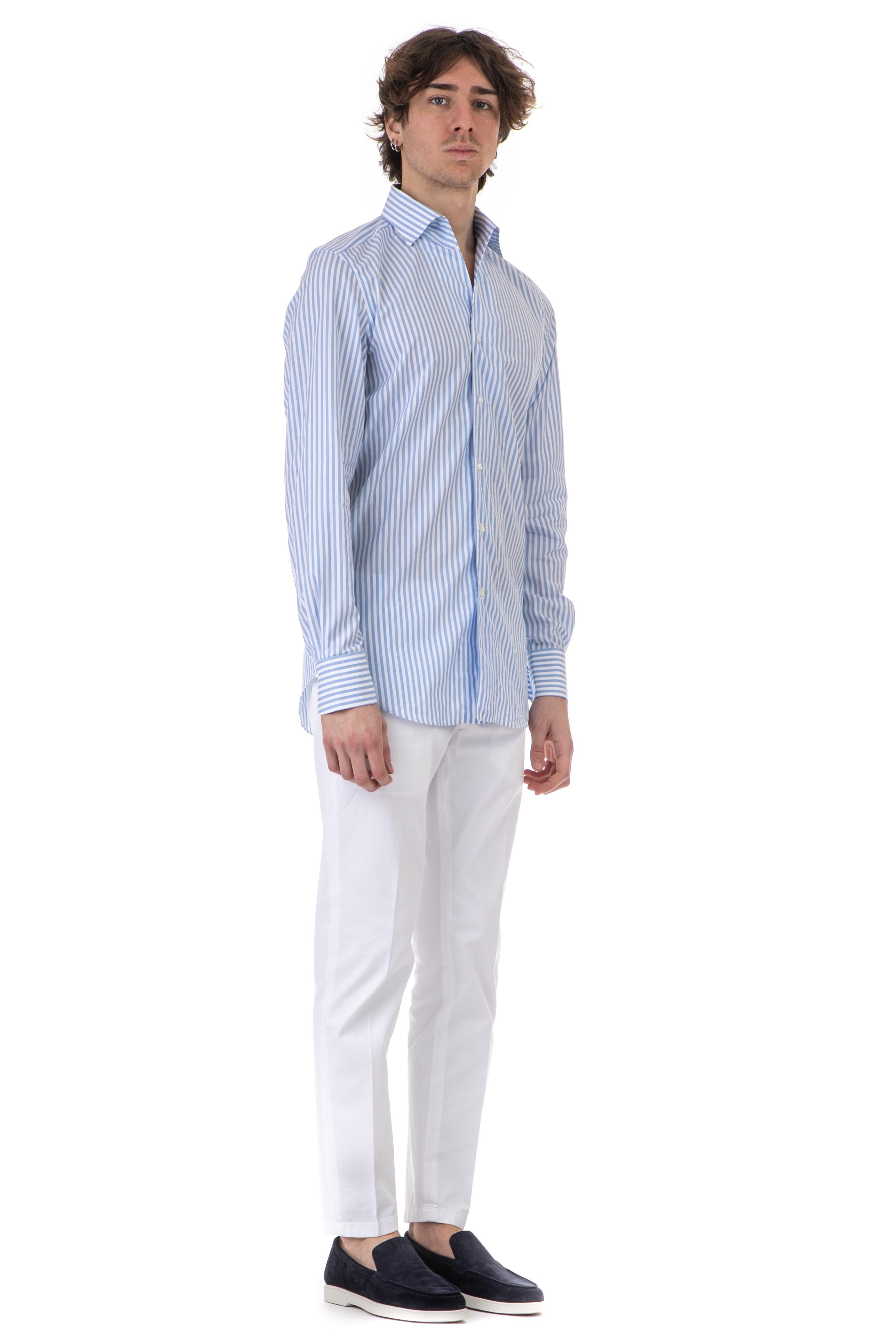 Camicia sartoriale bacchettata in cotone-lino collo ustica ML71-UT-460074-C0472D 02 Finamore