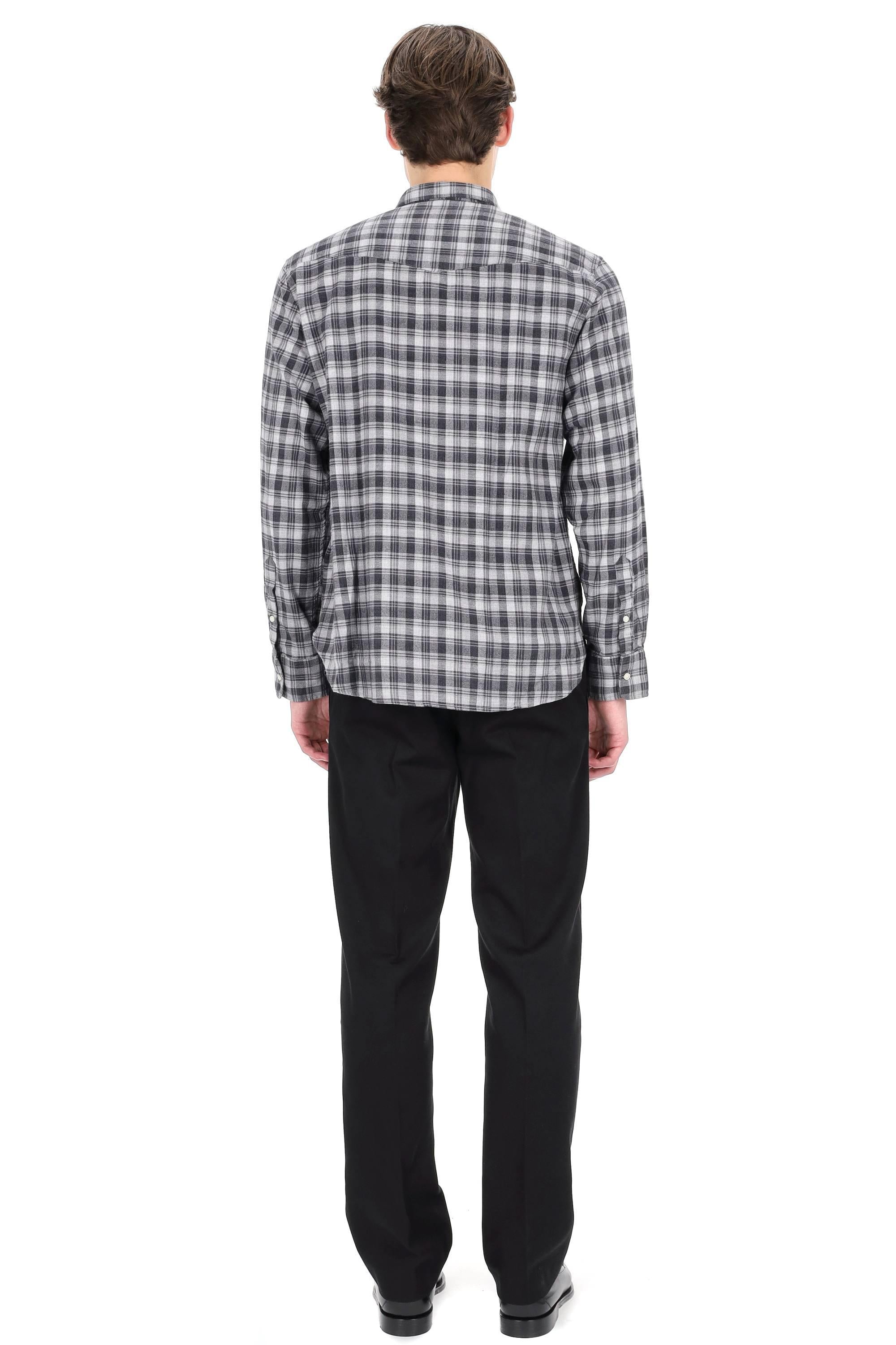 Officine Générale Camicia in flanella di cotone fantasia check mod. Lipp MSHI023 MIDGREY/DARKGREY
