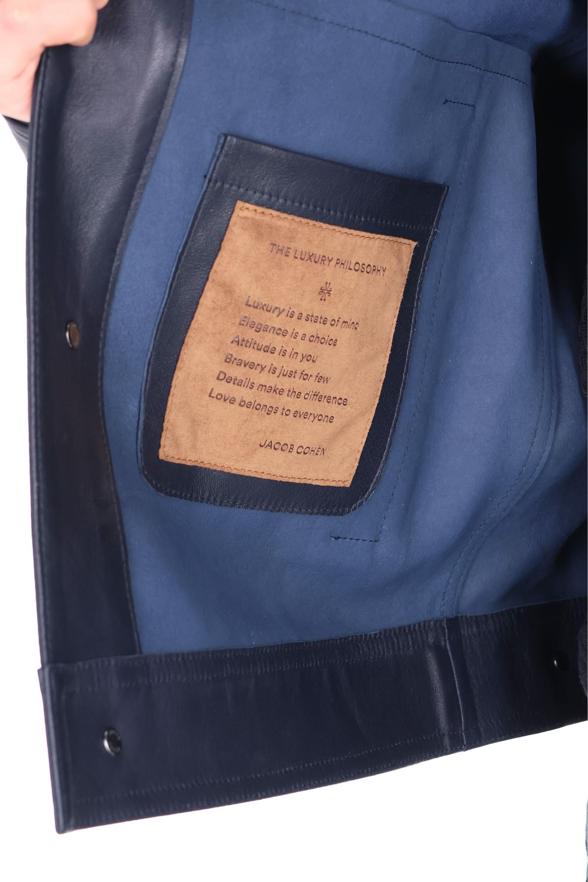 Jacob Cohen Giubbino trucker in pelle nappa guanteria H0079-080-D1392 Y99