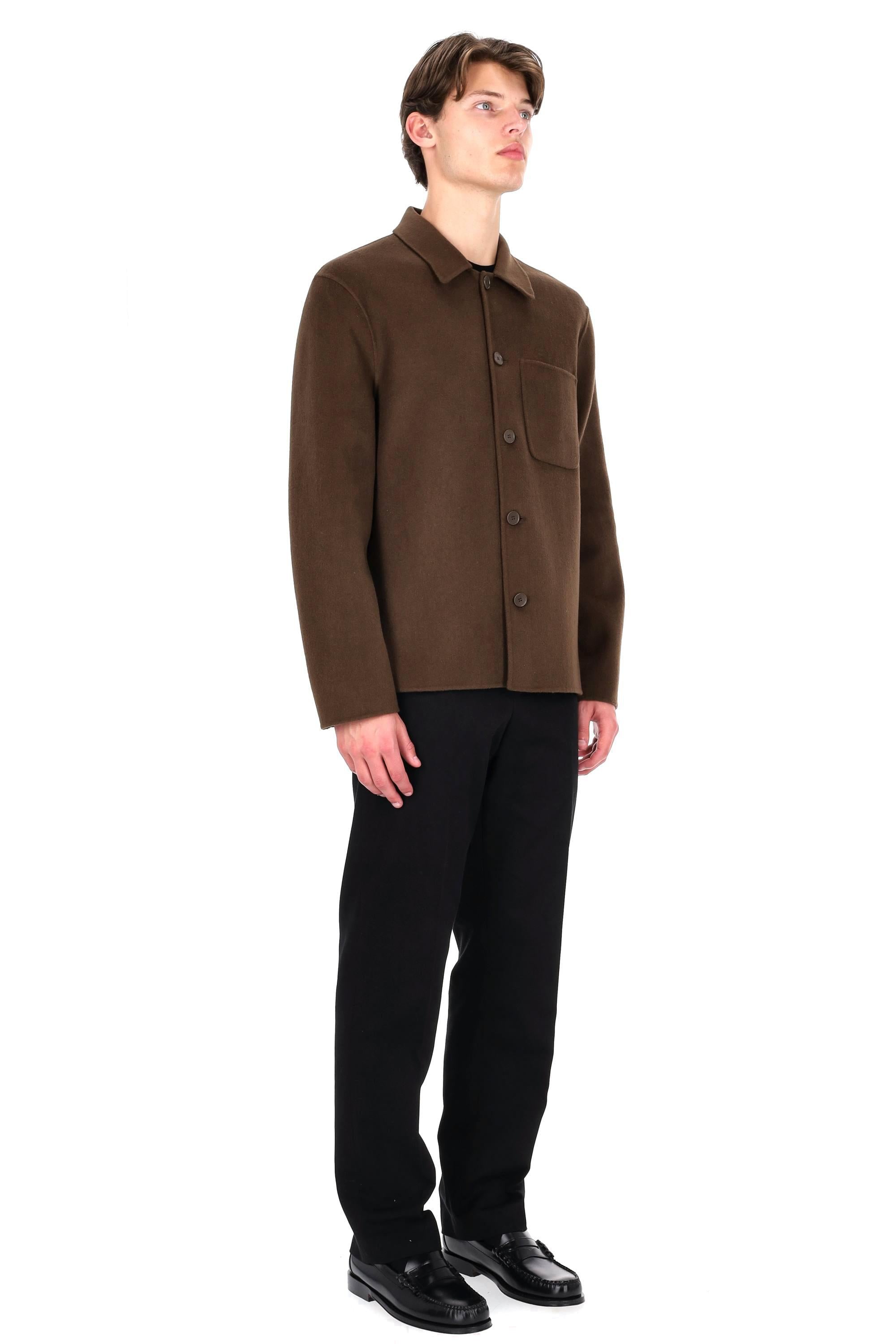 Officine Générale Overshirt in lana double sfoderata mod. Hamilton MOVS077 ICED COFFEE