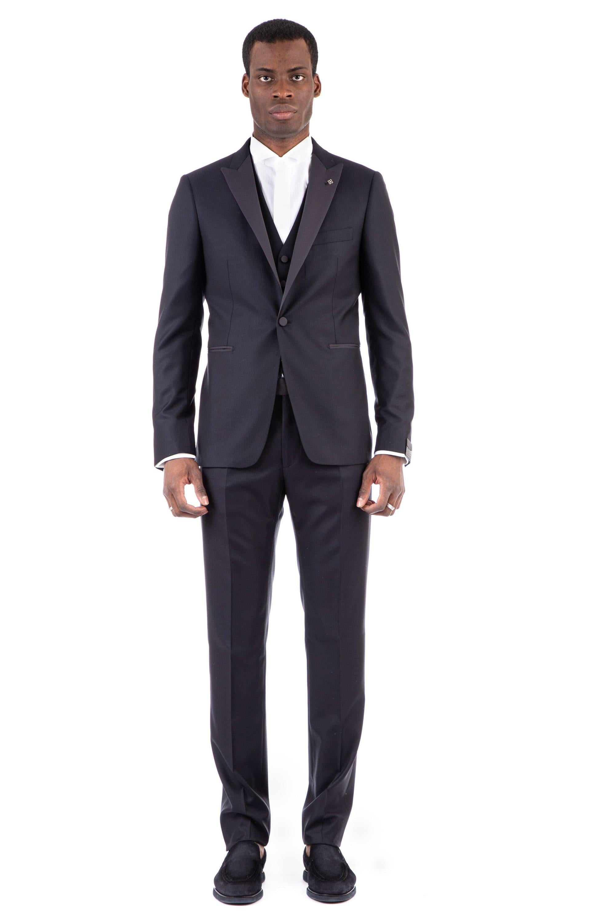 Abito in lana-seta con gilet linea bruce 390036 22E201 B1175 Tagliatore