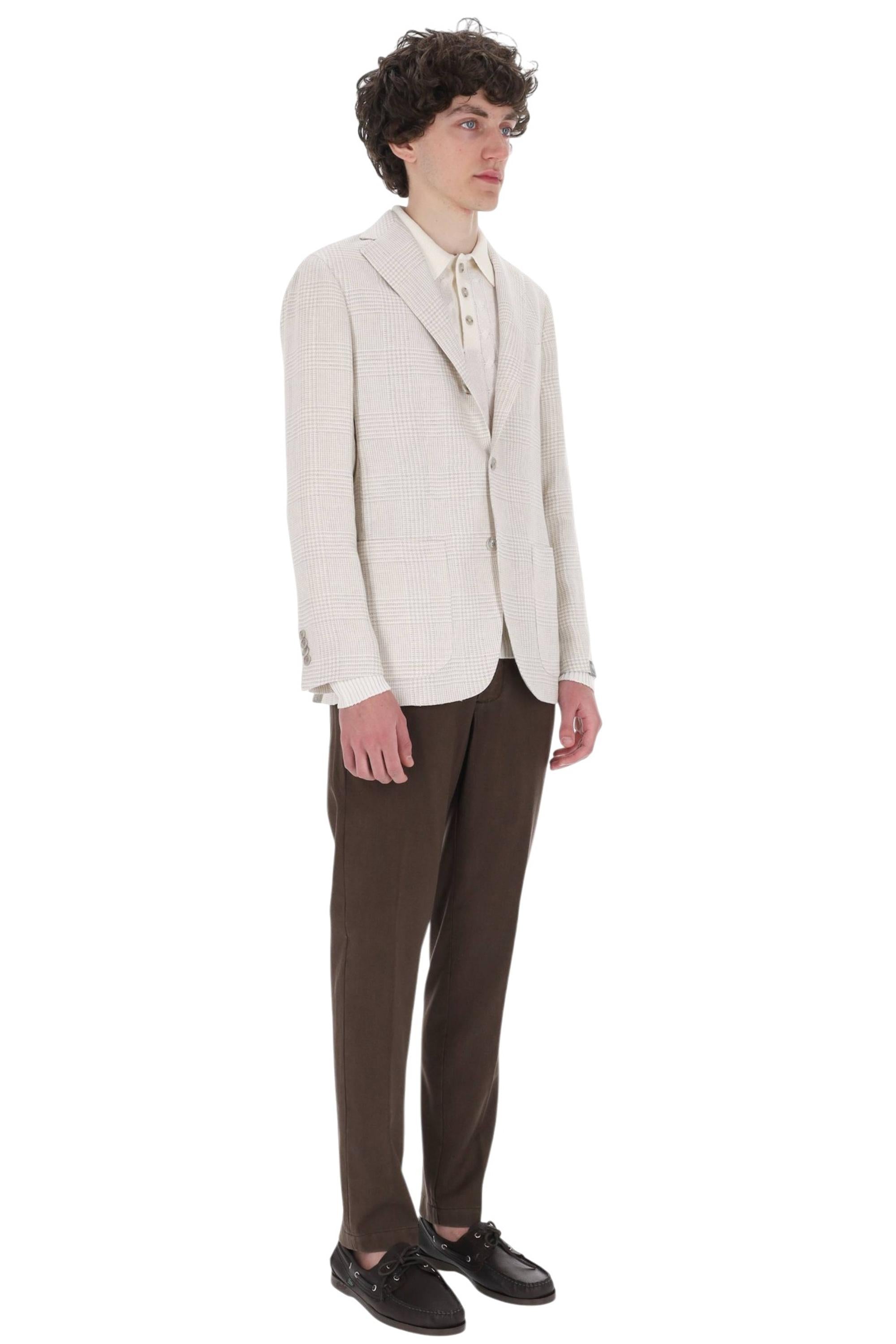 Barba Giacca principe di galles in lino-cotone-seta JIMMY 53017 0010