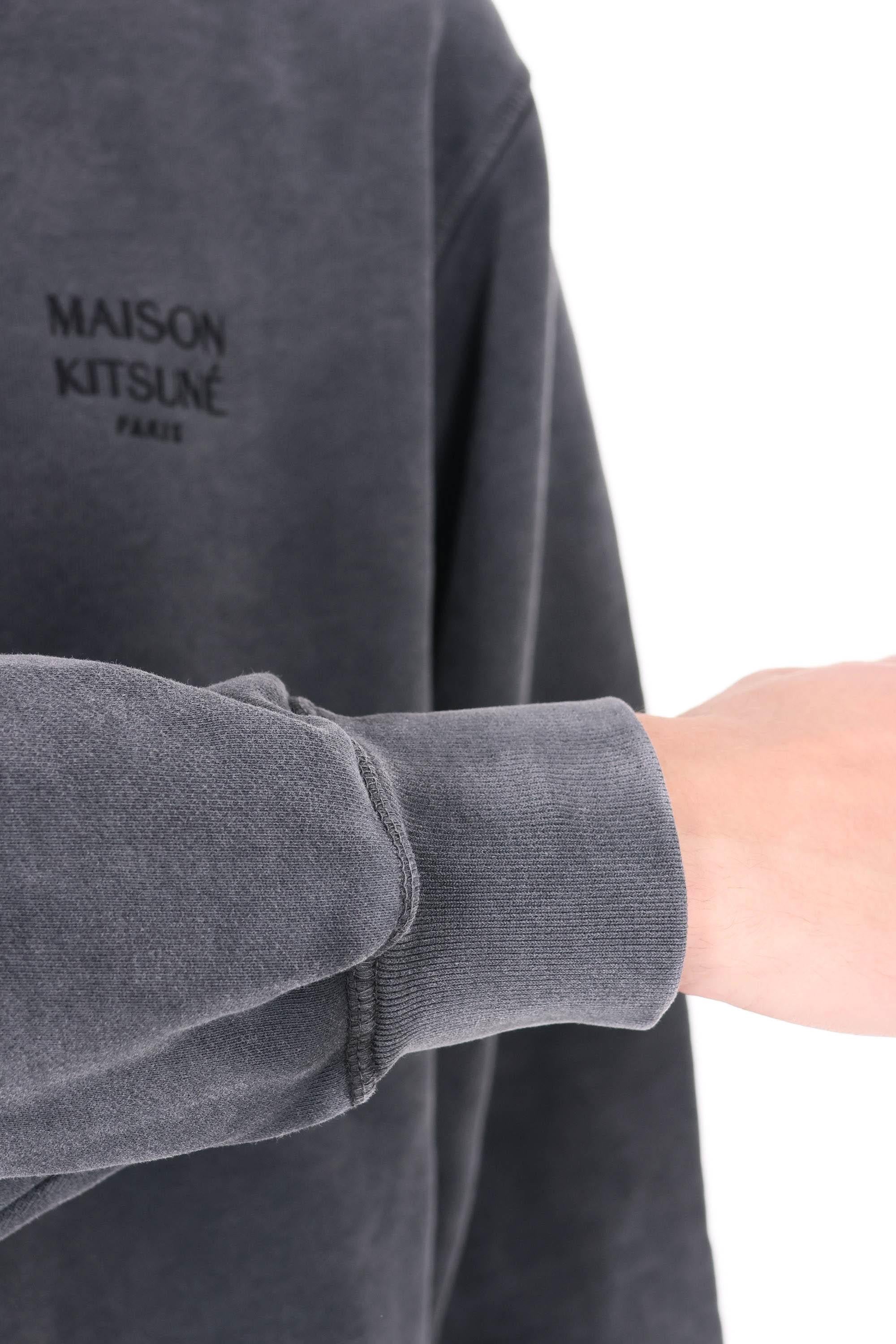 Maison Kitsuné Felpa girocollo in cotone faded QM00312KM0341 BLACK FADED