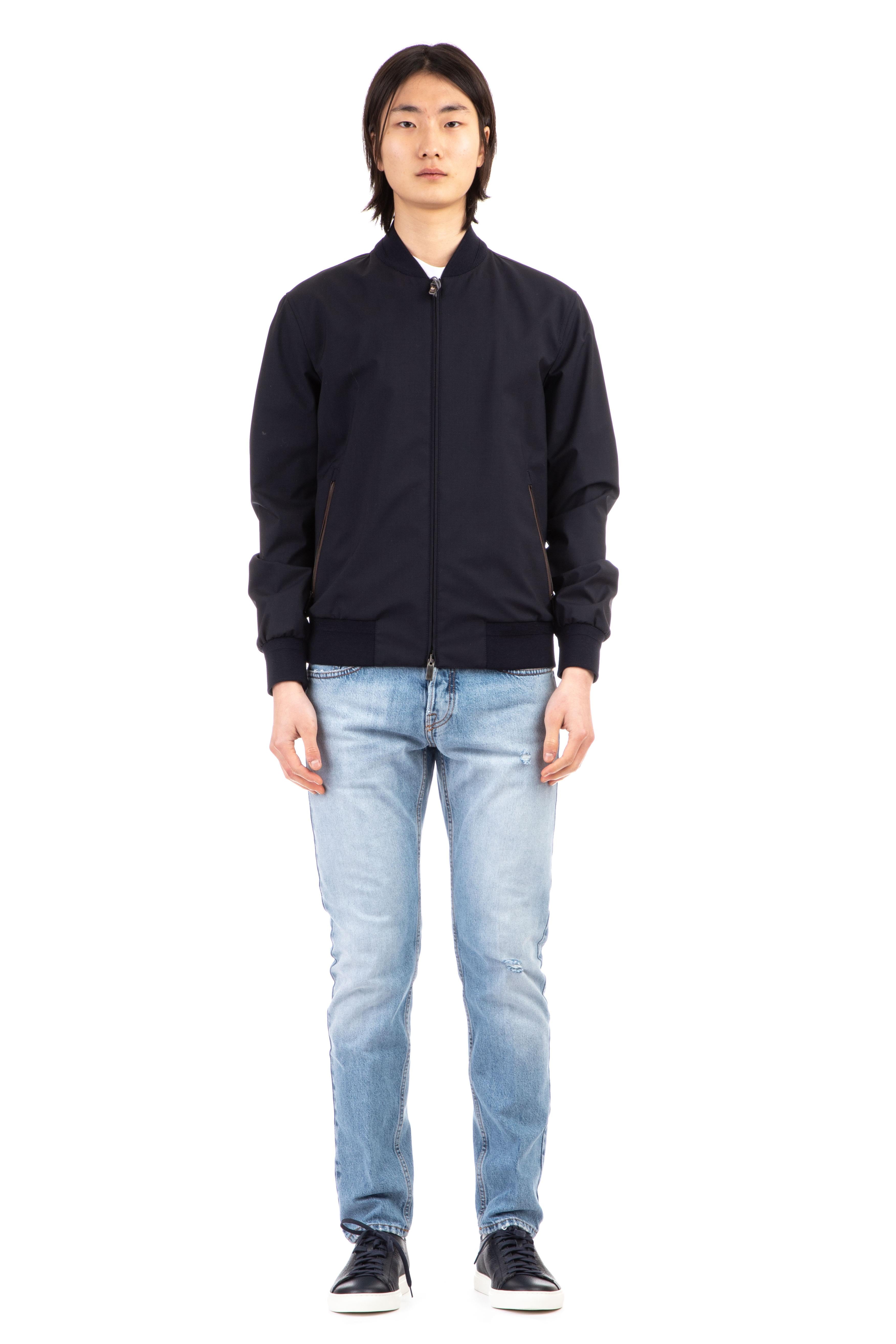 Zegna Bomber in lana trofeo con dettagli in pelle U7T20 7100 531