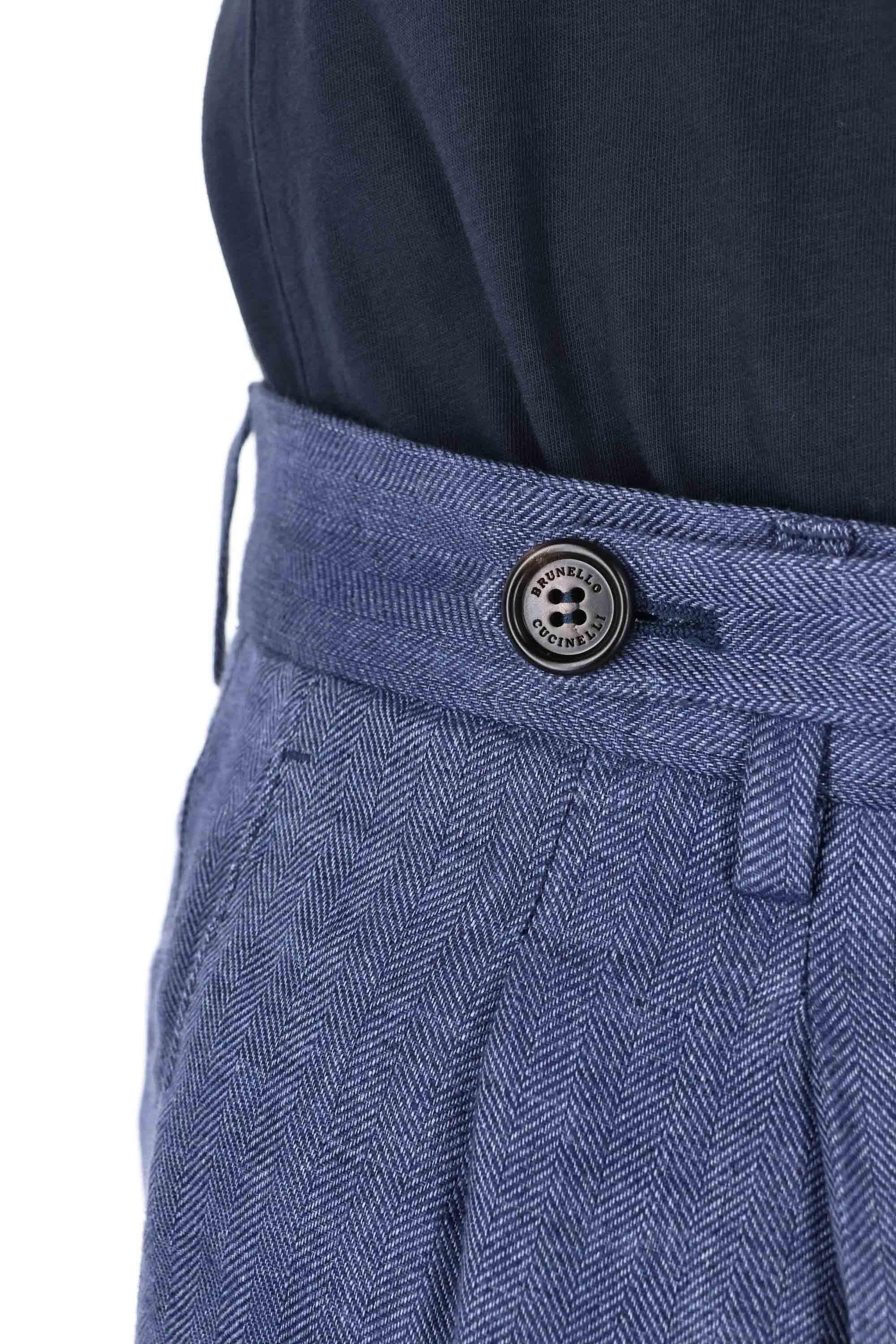 Pantalone in puro lino fantasia resca MH454E1920 C153 Brunello Cucinelli