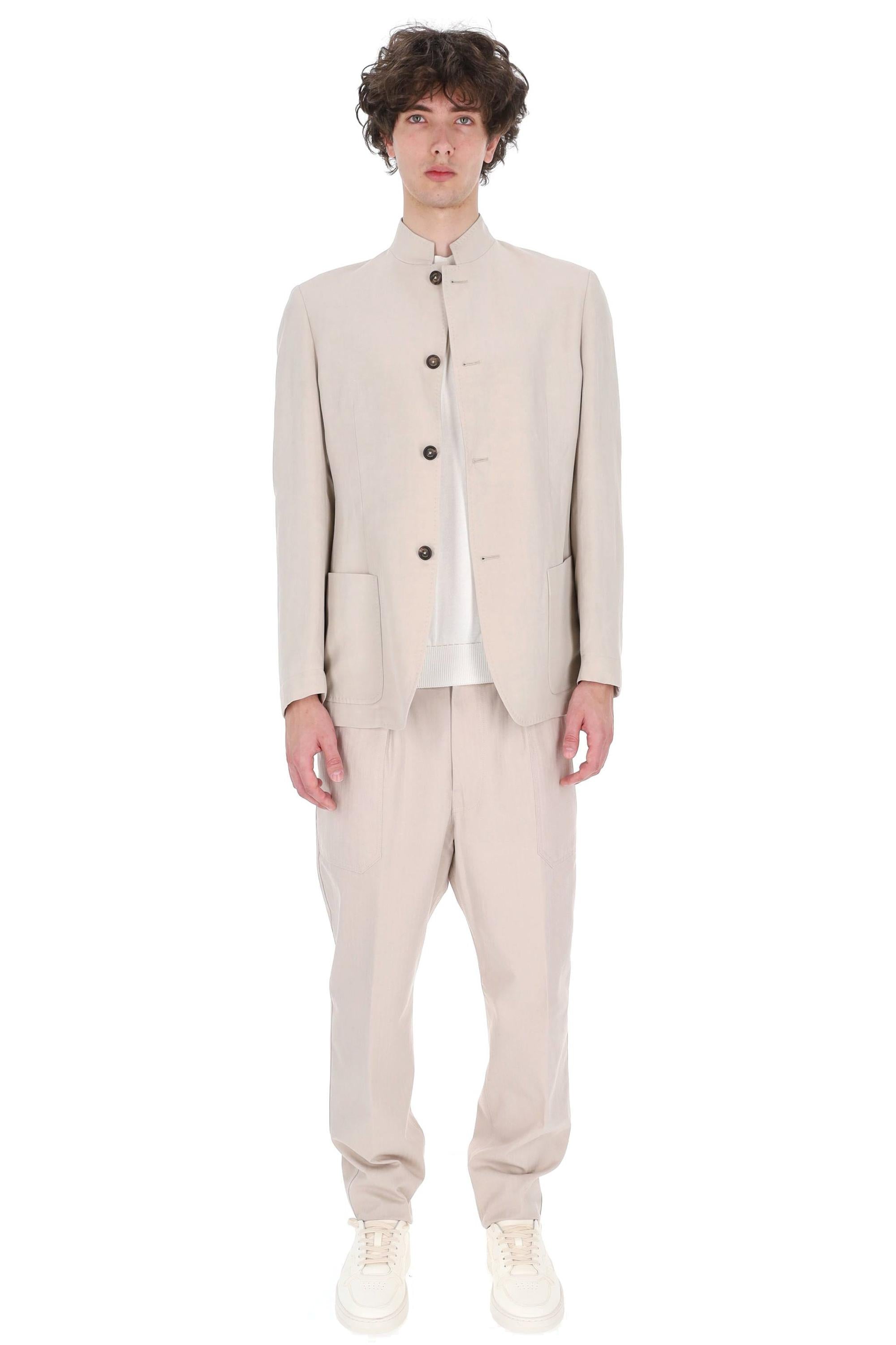 Eleventy Giacca modello Mao collo coreano in lyocell-lino M75GIAM05 TES0M116 02