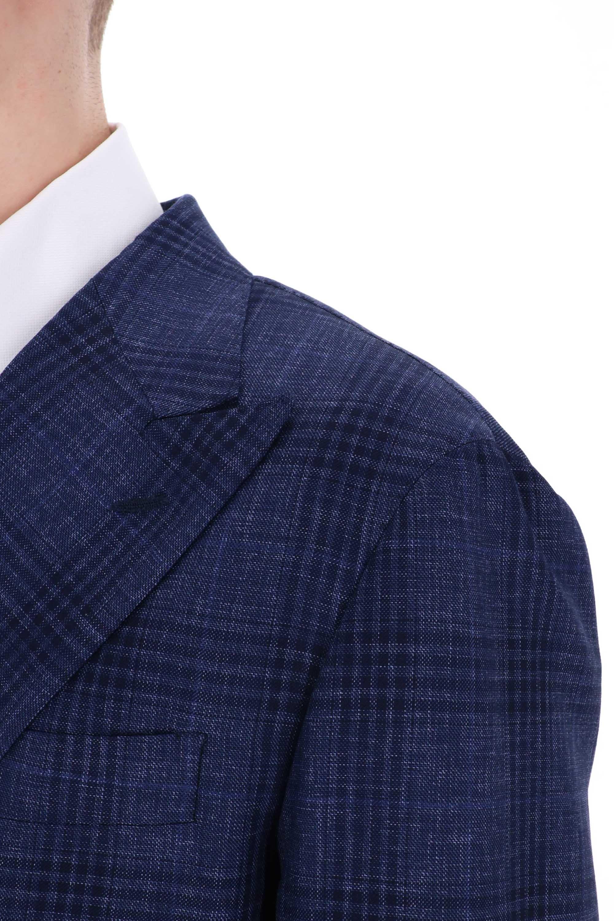 Barba Giacca sartoriale doppiopetto in lana vergine Principe di Galles DP_48046 0001