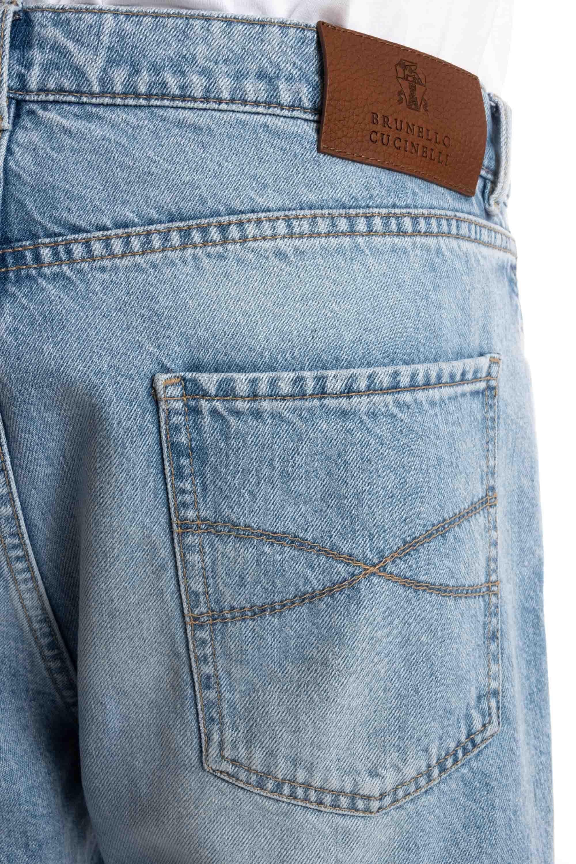 Jeans in cotone etichetta pelle M241P01090 C9003 Brunello Cucinelli