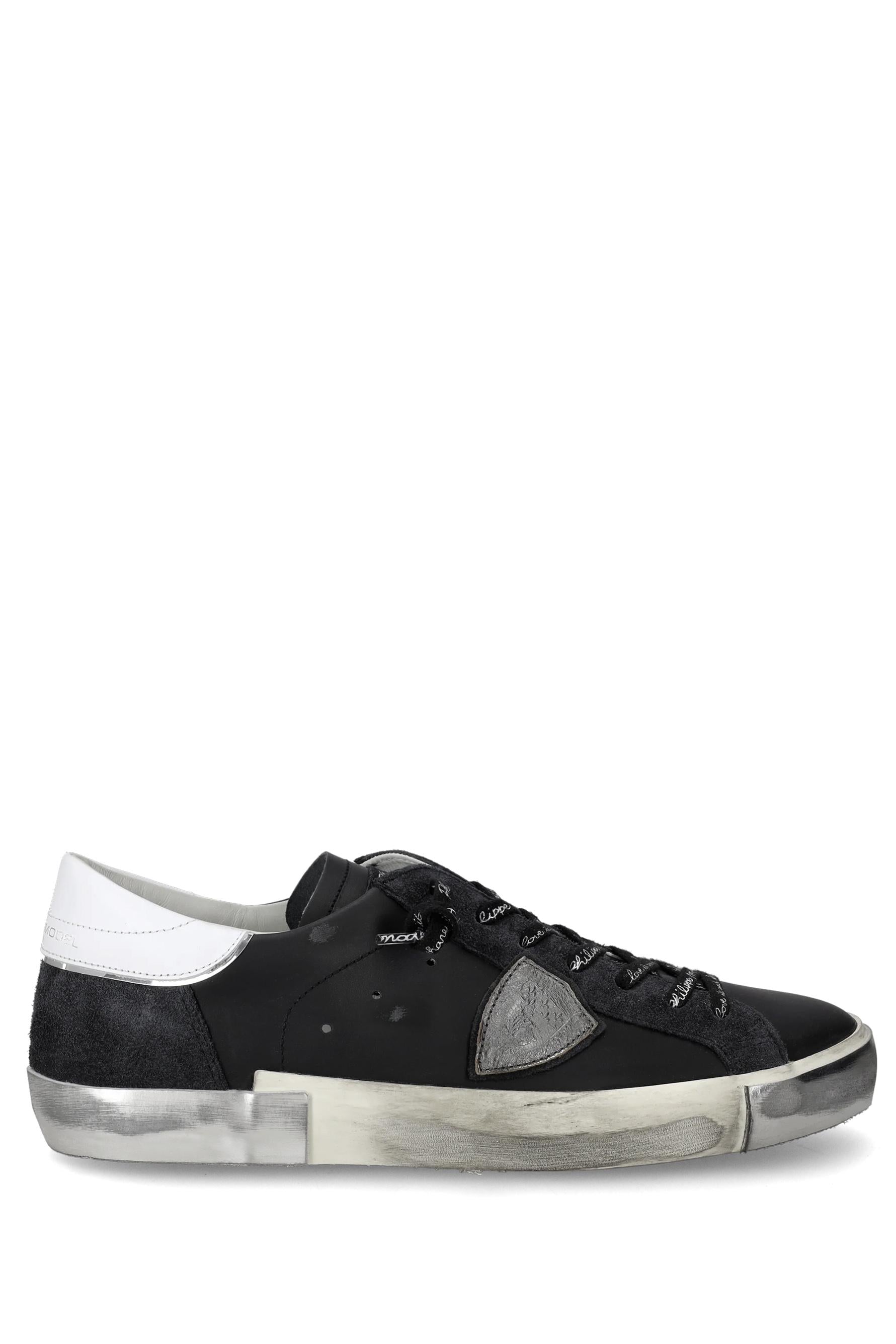 Philippe Model Sneaker Paris nera in pelle talloncino bianco PRLU.PRSX MA01