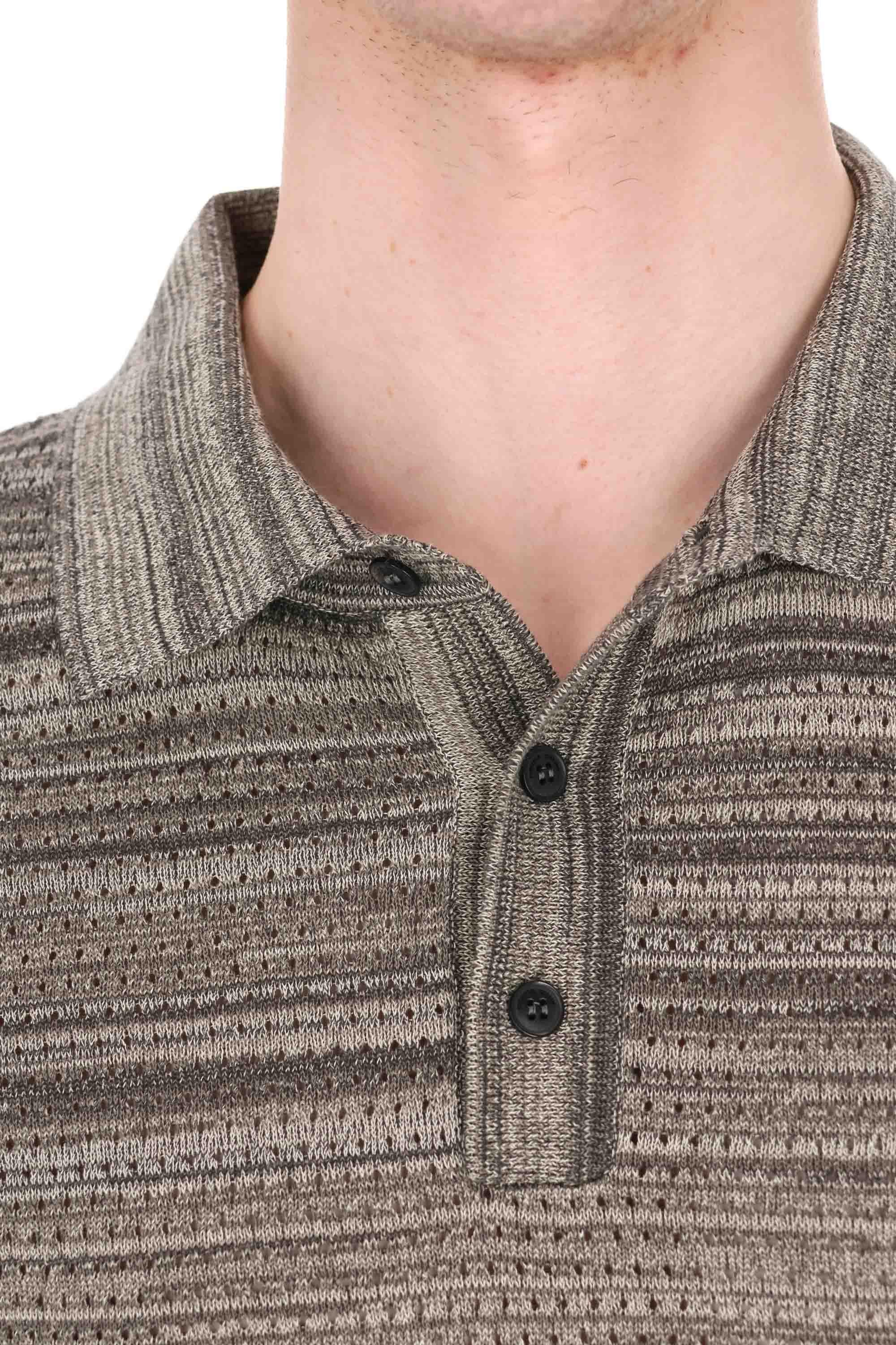 Roberto Collina Polo in cotone righe orizzontali e micro fori MYA12224 24