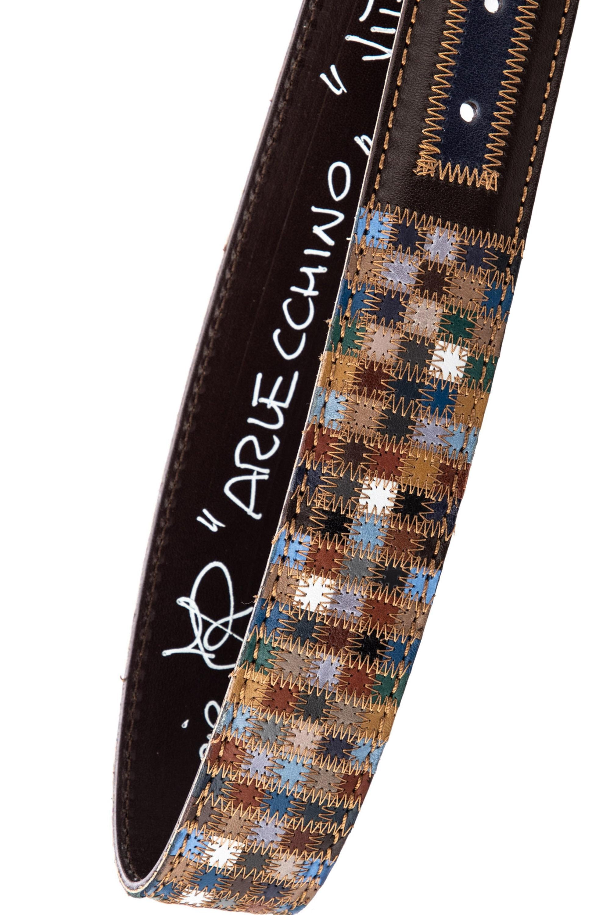 Artigianato Italiano Cintura artigianale in pelle "Piastrelline" ARLECCHINO VIT MLTCLR