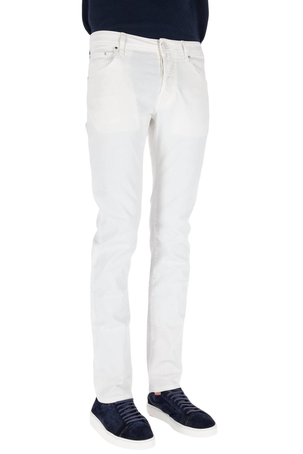 Jacob Cohen Jeans bianco in cotone bull stretch Nick fit QE006 36P 3732 NICK A00