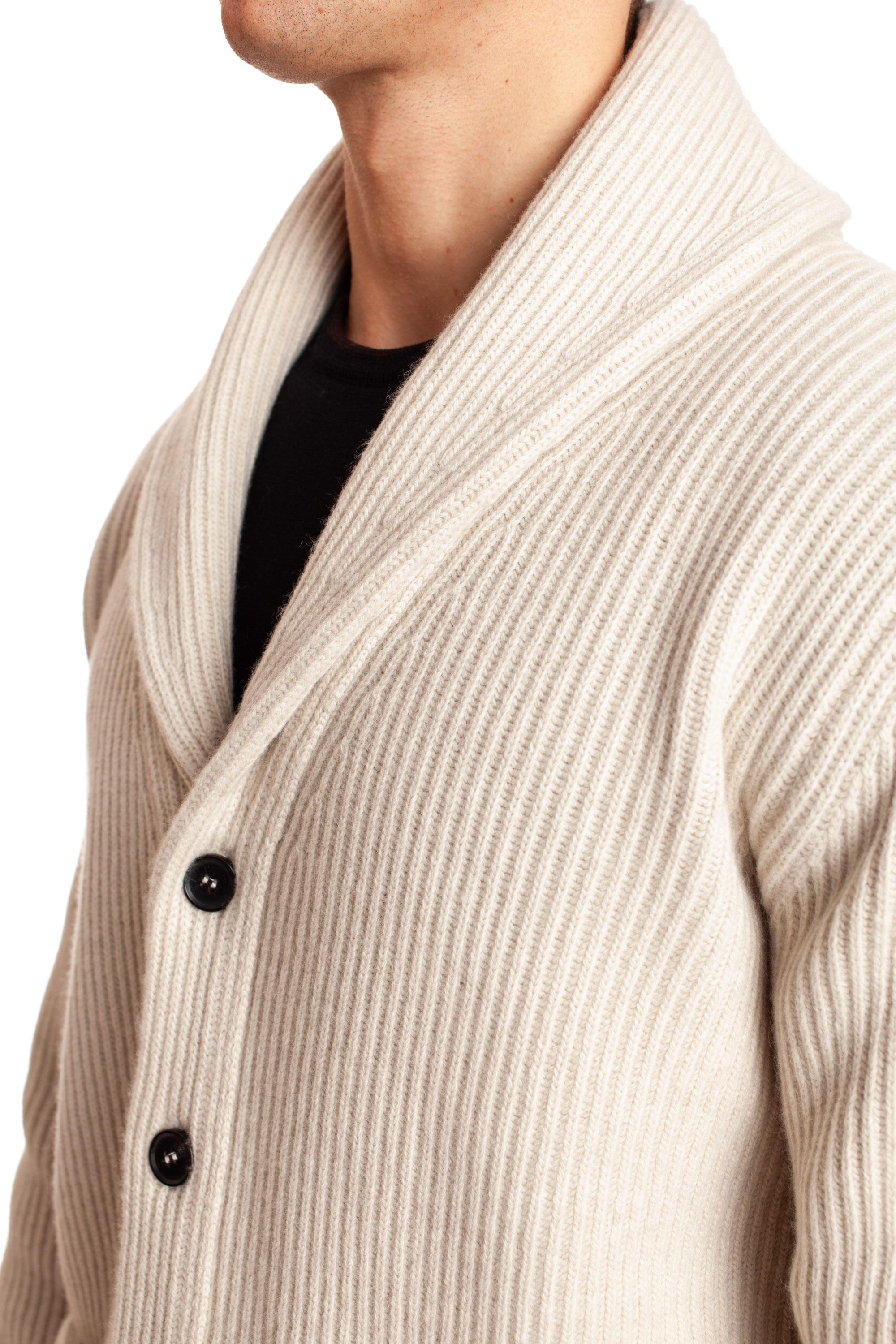 Cardigan sciallato a costa inglese in lana-cashmere RP37212 RP3716 Roberto Collina