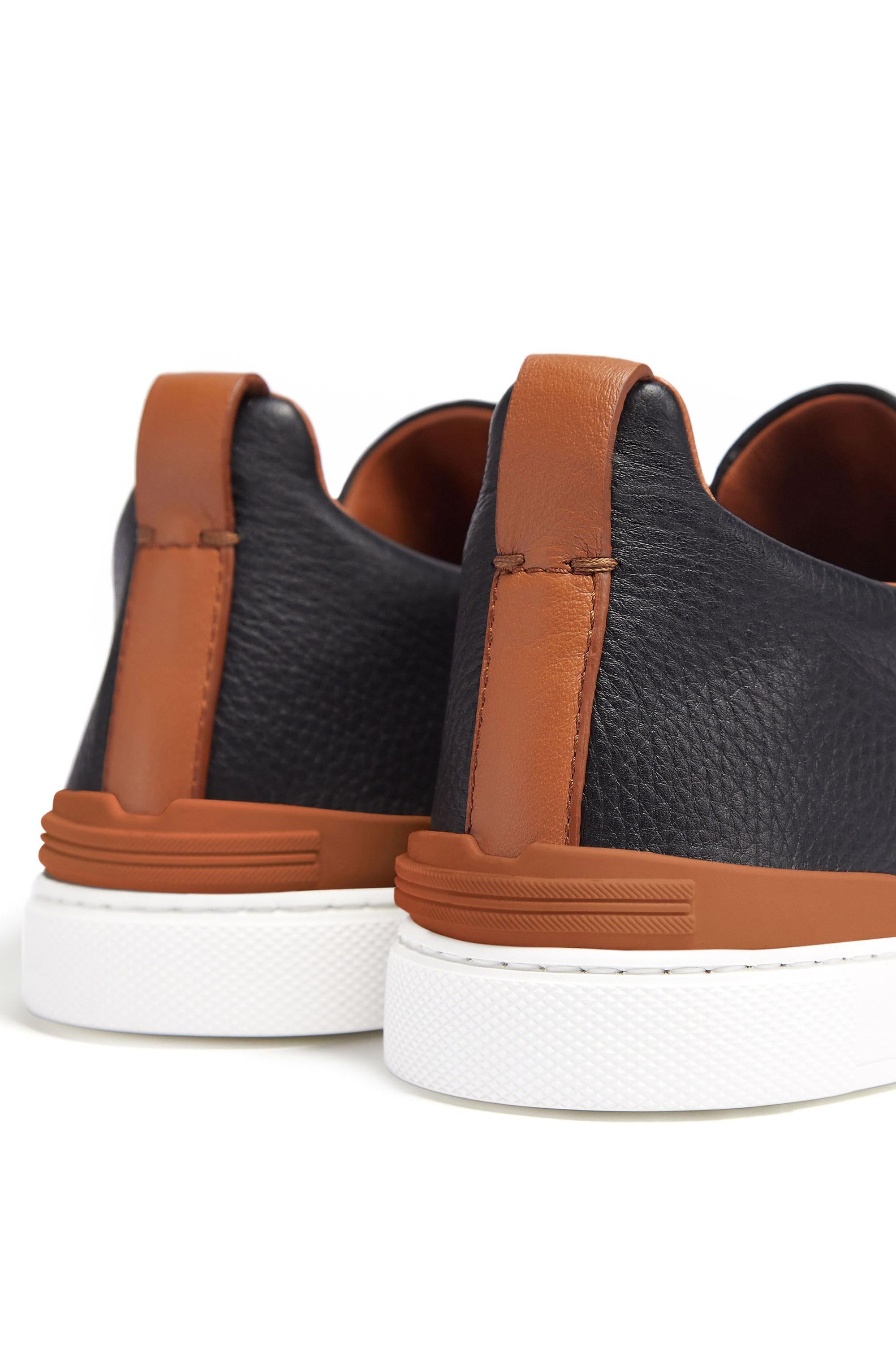 Zegna Sneaker triple stitch nera in cervo LHCVO S4667Z SNE