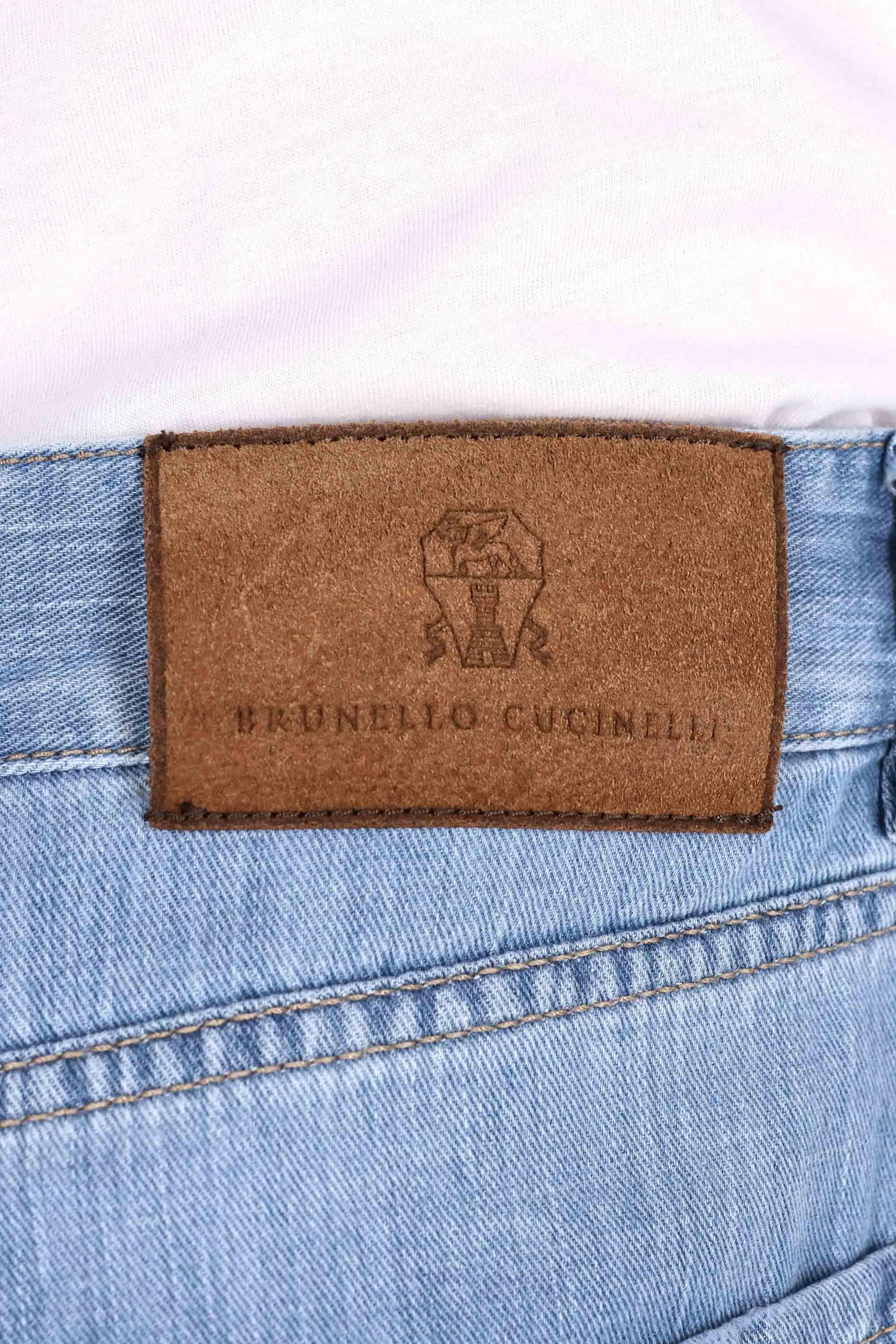 Jeans in puro cotone superlight con rotture ME645X2340 C1470 Brunello Cucinelli