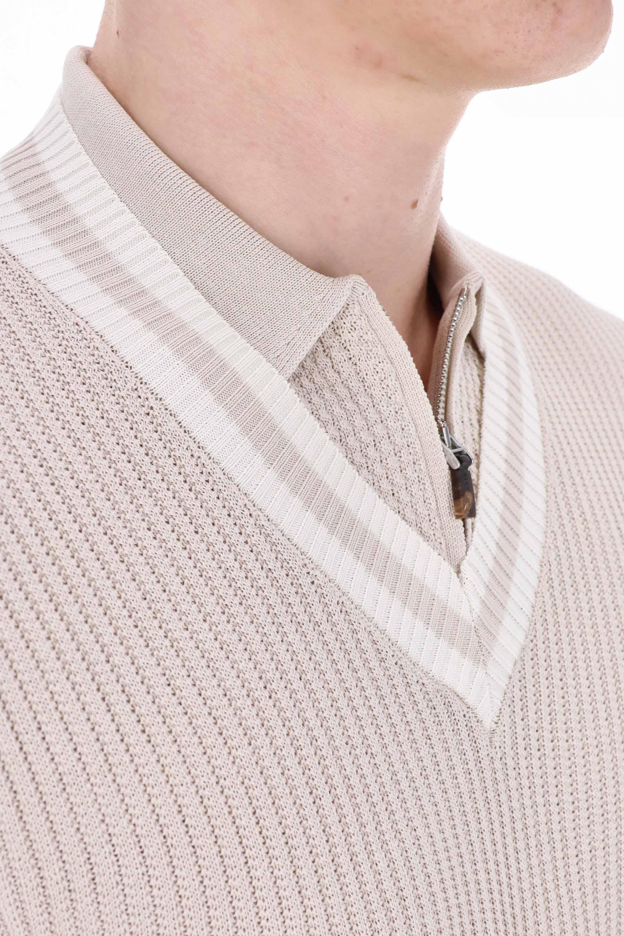 Maglia scollo V in cotone con profili in contrasto K76MAGK51 02-01 Eleventy