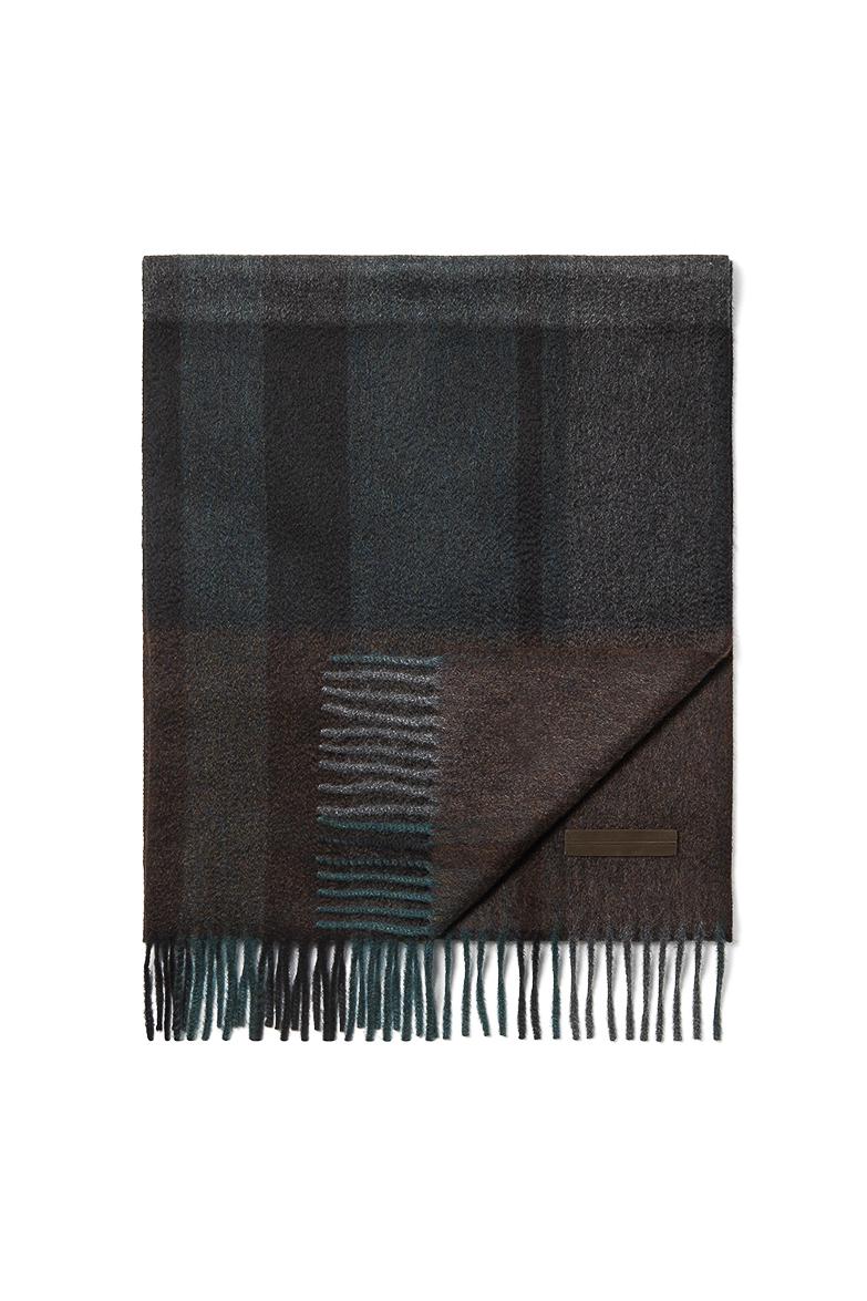 Zegna Sciarpa fantasia check in beaver di Oasi Cashmere Z2L02SA2-28G GR1