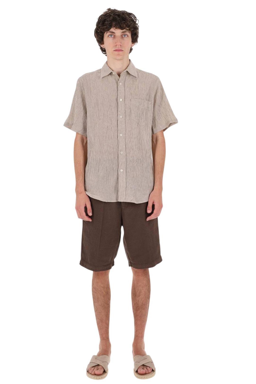 Portuguese Flannel Camicia mezza manica in cotone-lino 001 SAND