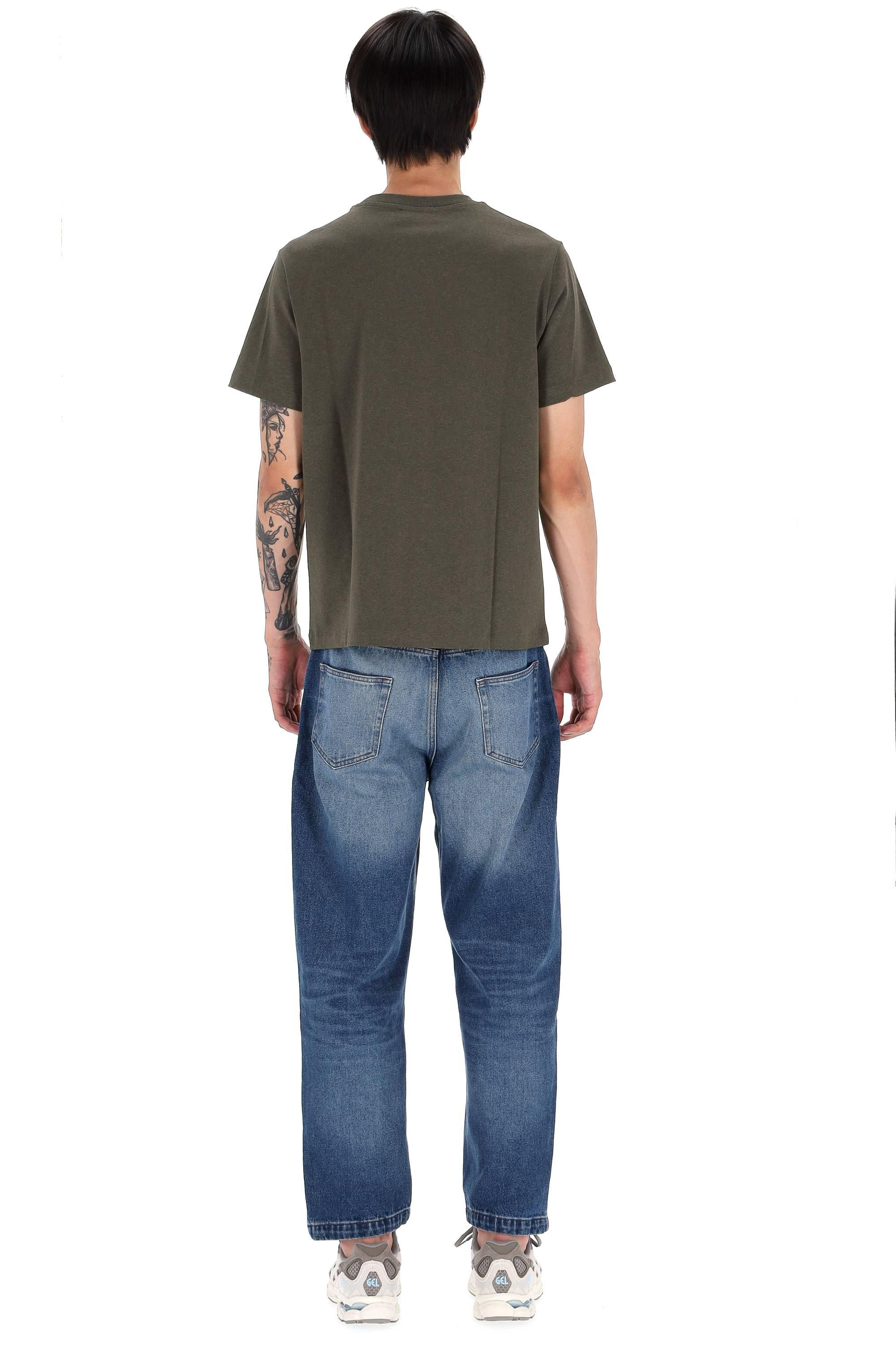 A.P.C. T-shirt in cotone con logo A.P.C COHBU M26388/2 KAKI CHINE/ROUGE