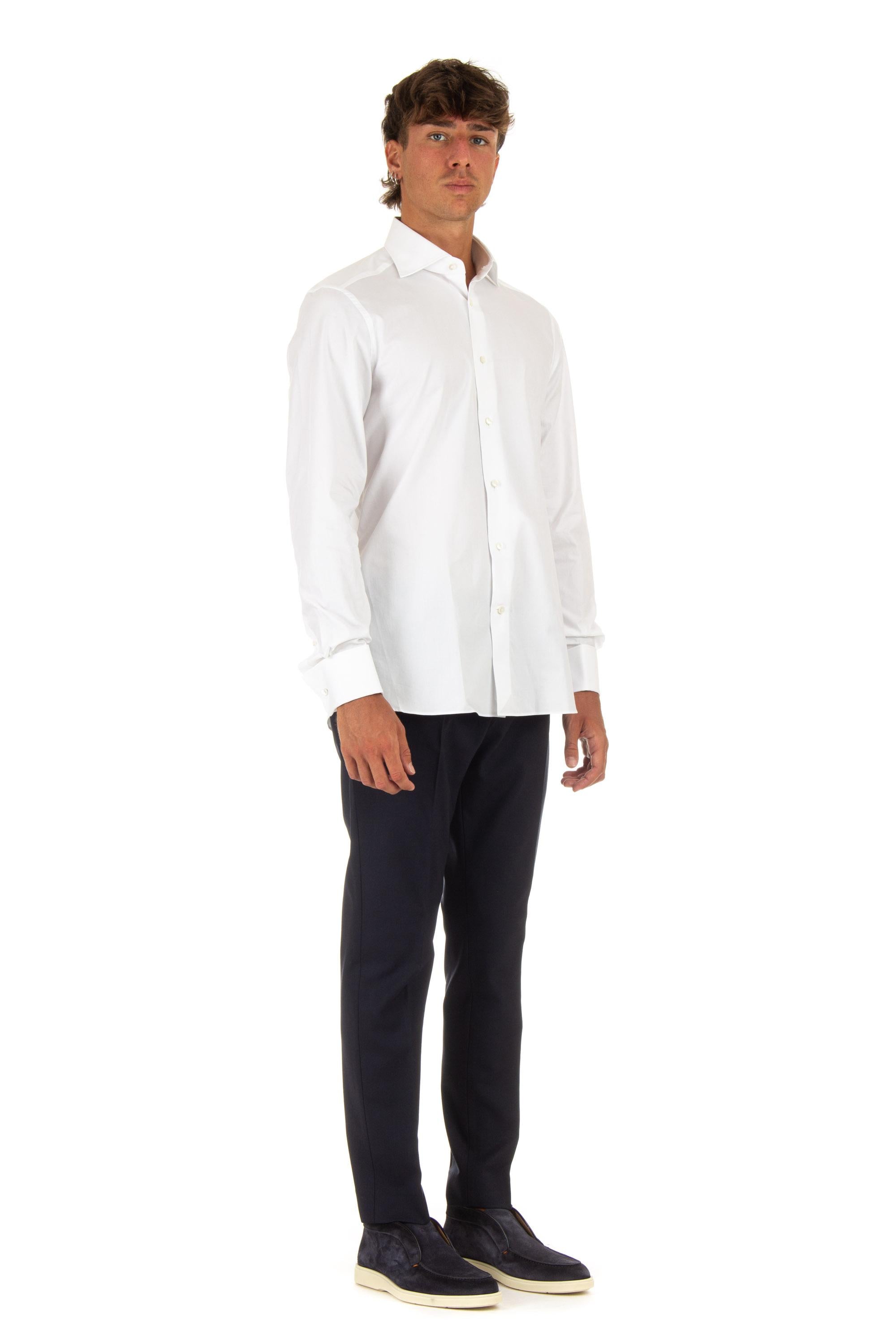 Zegna Camicia in cotone trofeo polsino gemello CT1031 9MS0BA BIA