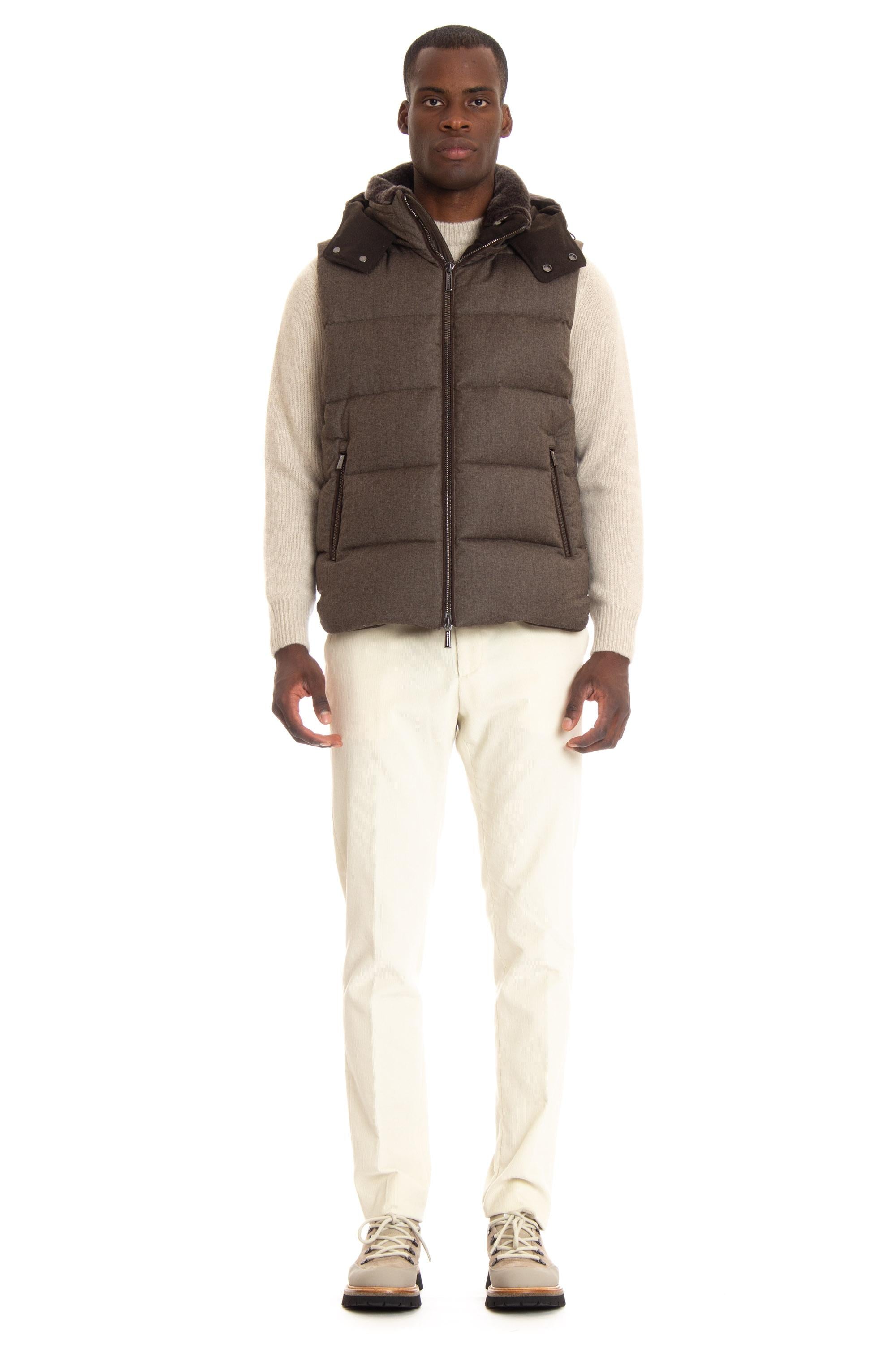 Piumino bimateriale con maniche staccabili mod. casciano-fur CASCIANO-FUR-OSL V1141 Moorer
