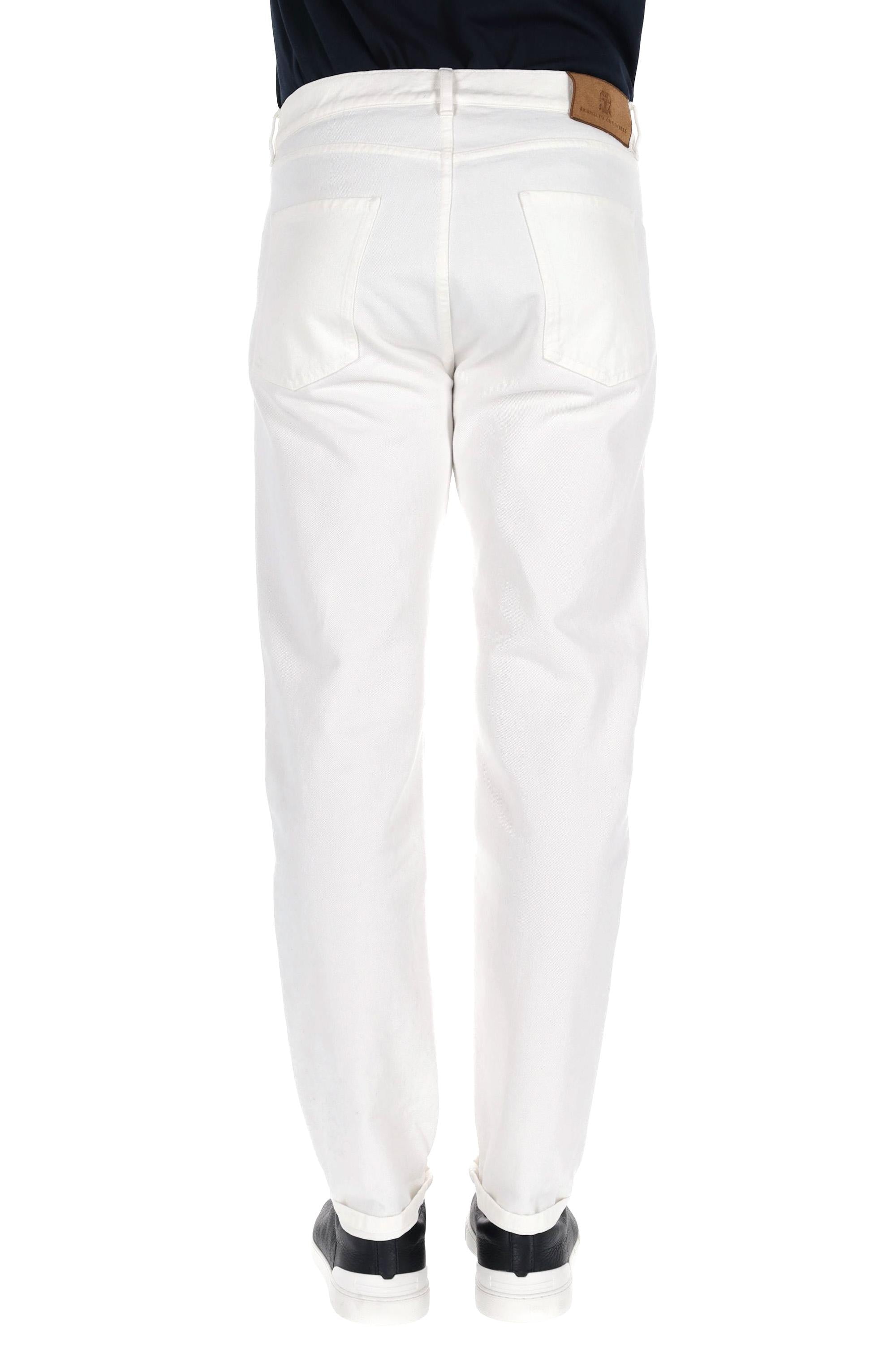Jeans bianco in bull di cotone M237P01090 C7210 Brunello Cucinelli