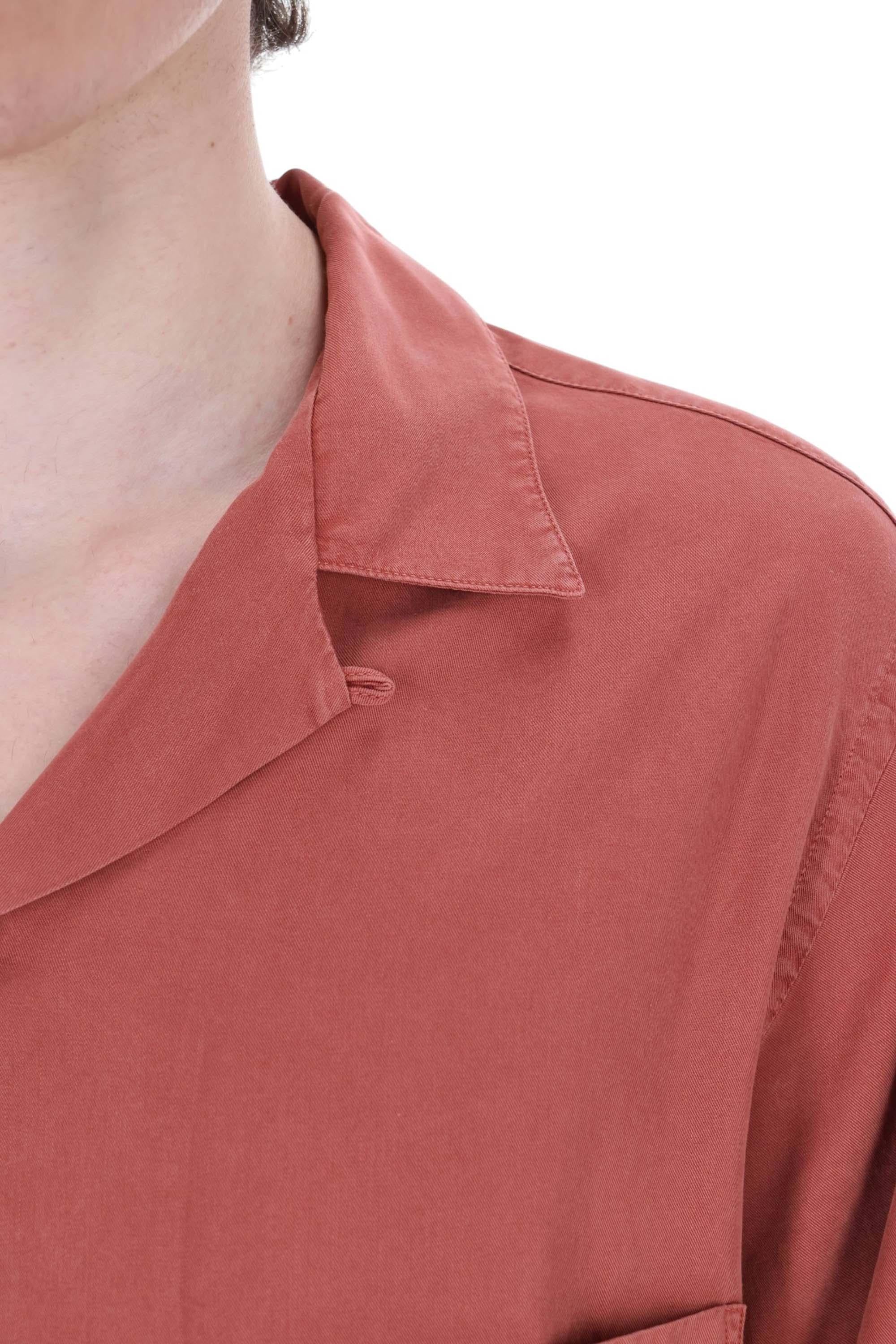 Portuguese Flannel Camicia Dogtown in tencel collo bowling 032/2 TERRACOTTA