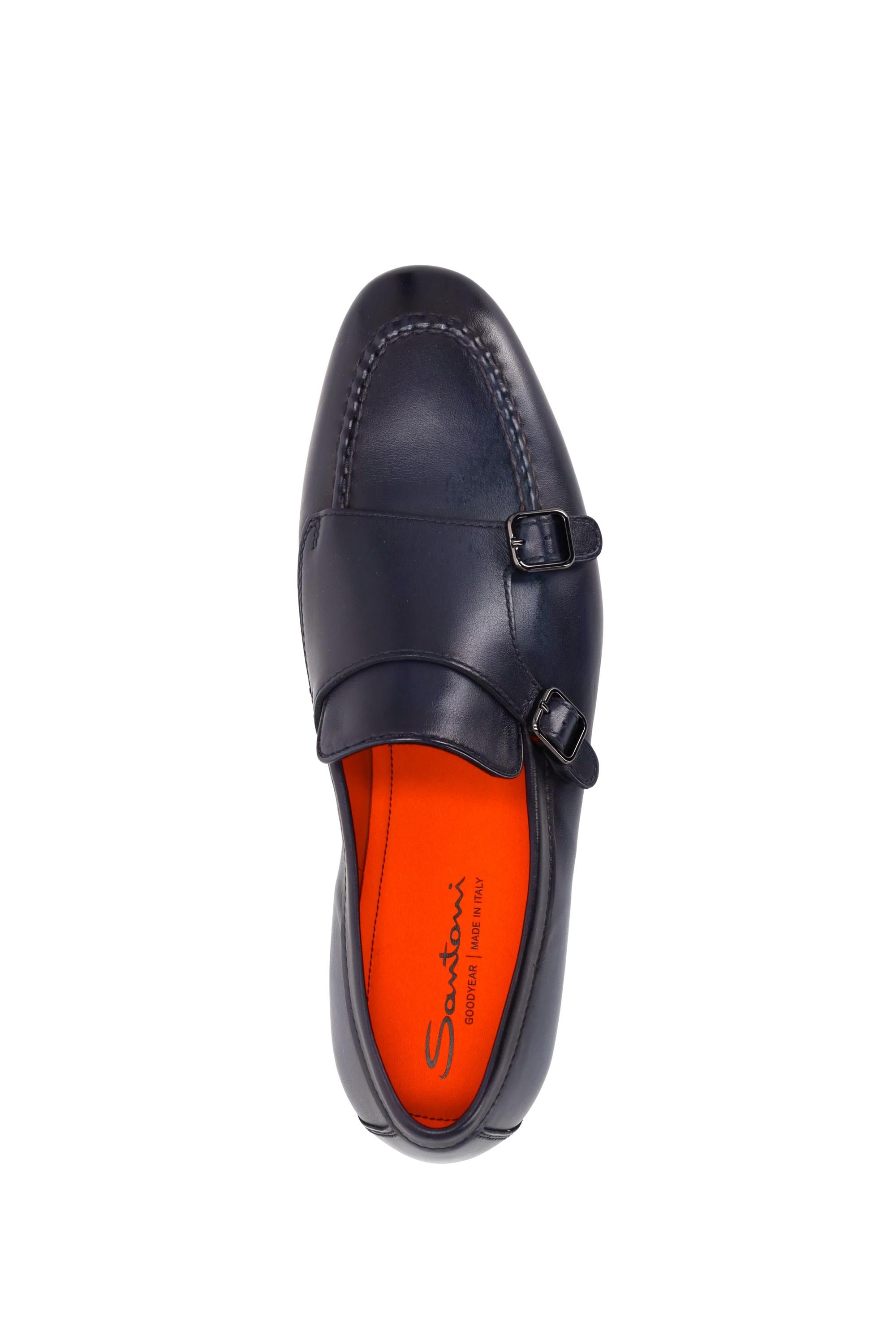 Scarpa doppia fibbia in pelle lavorazione Goodyear MCNC18003SA4BSLF U60 Santoni