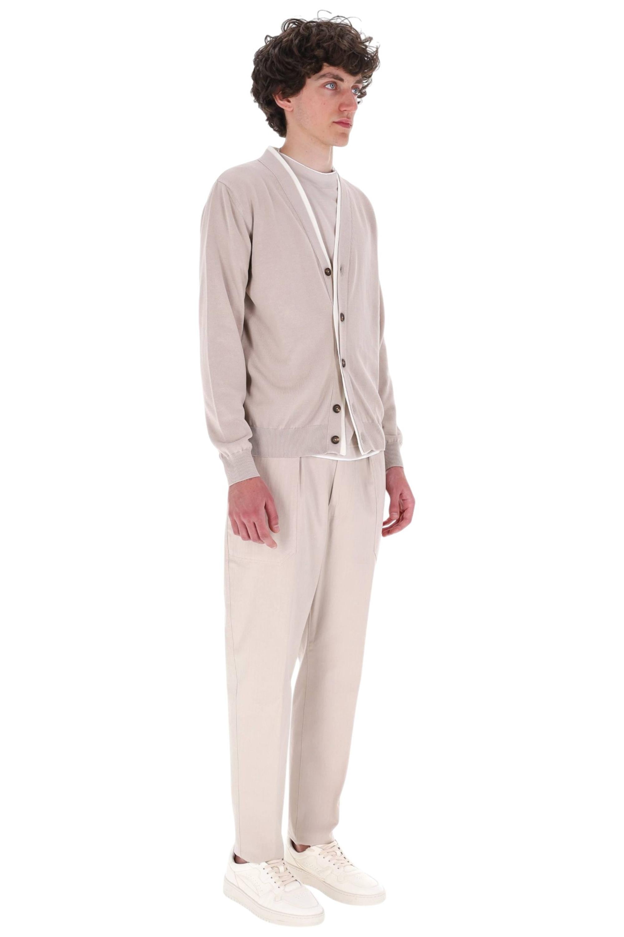 Eleventy Cardigan in cotone con doppi profili M76MAGM30 MAG0M015 02-01