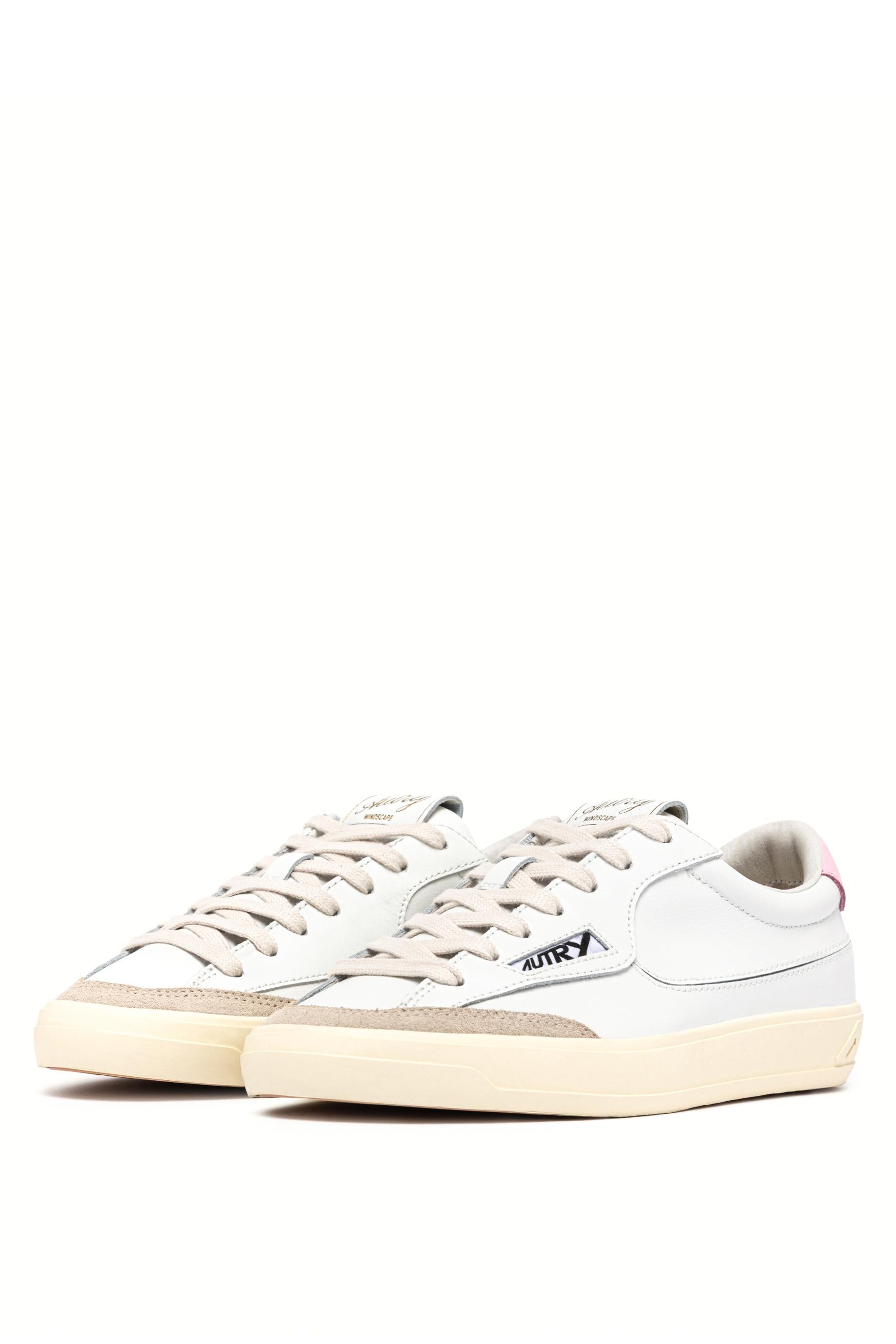 Autry Sneaker donna Windscape in pelle con talloncino rosa SCLW UK04 WHT/FAIRYTALE