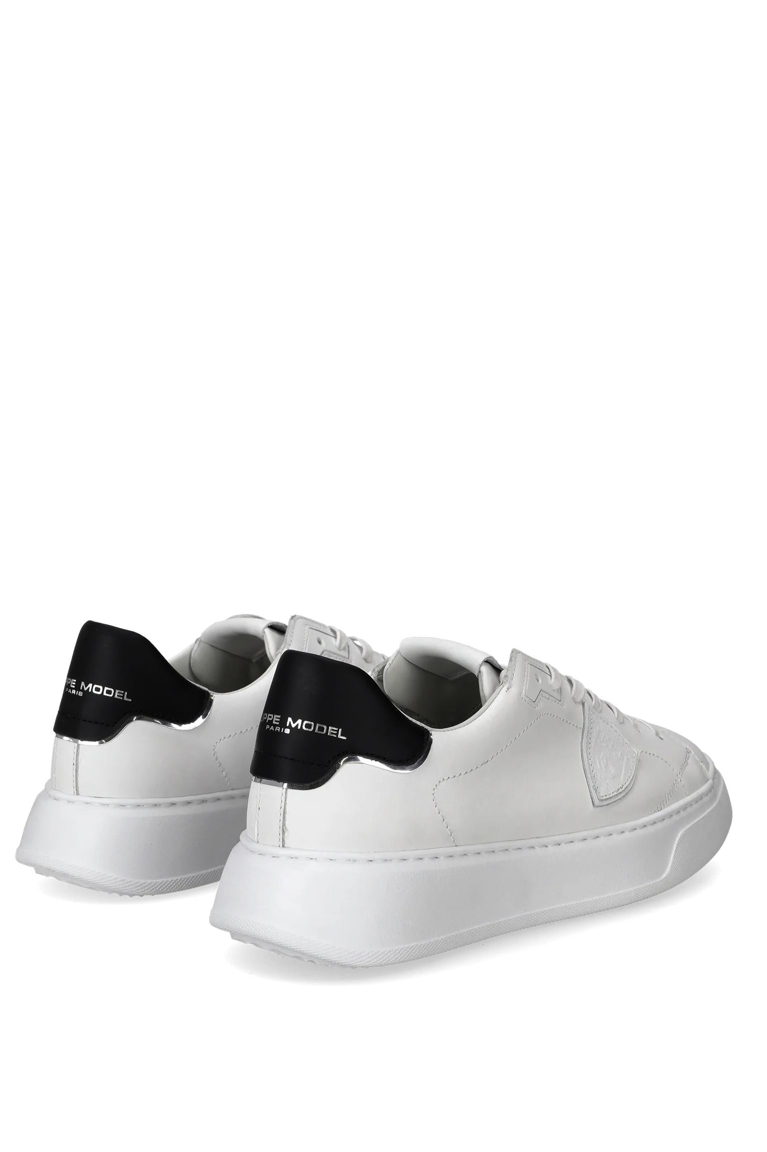 Philippe Model Sneaker low Temple in pelle white con talloncino nero BTLU-V007 WHITE