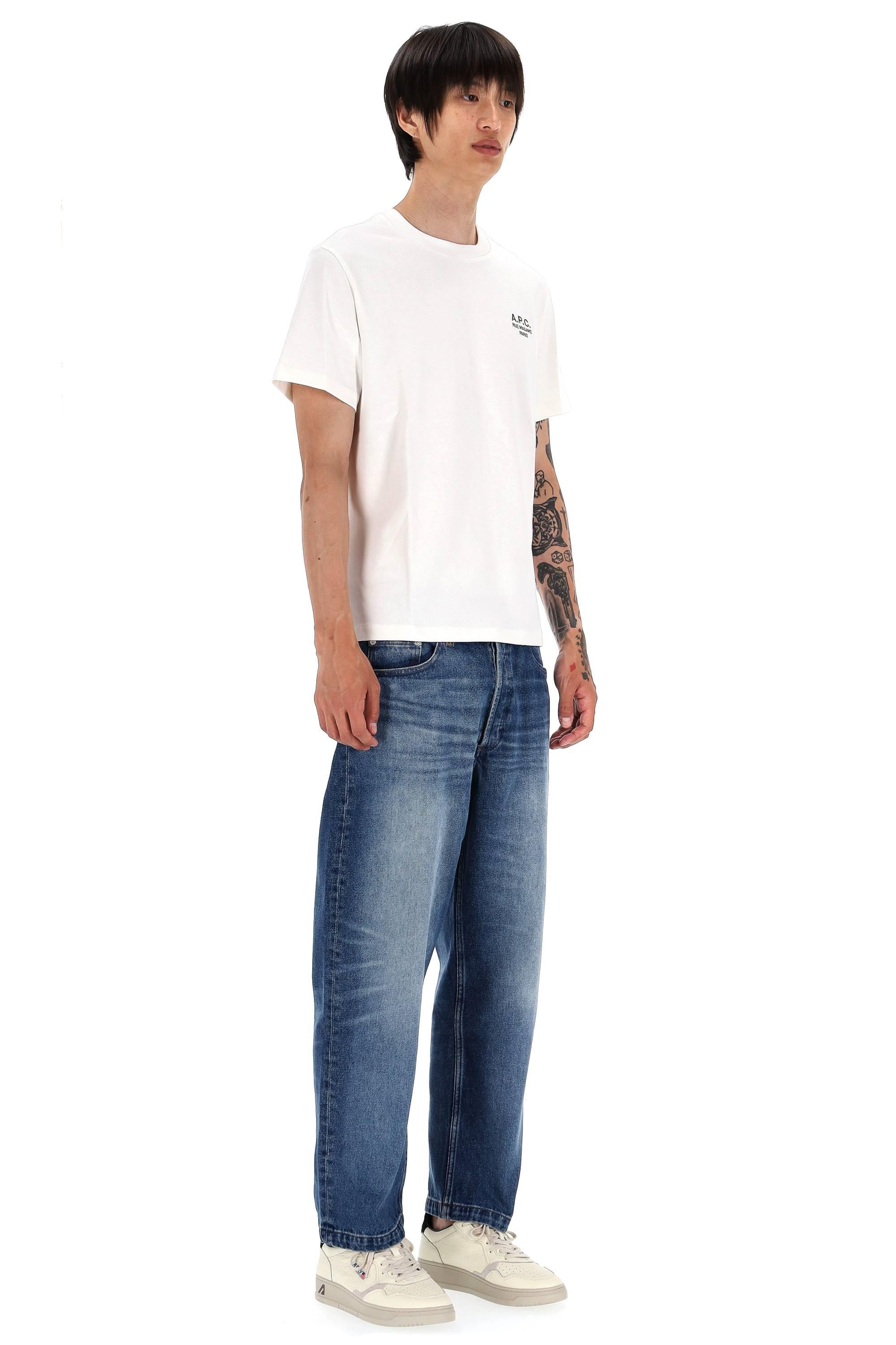 A.P.C. T-shirt in cotone con logo A.P.C COHBU M26388 BLANC/KAKI
