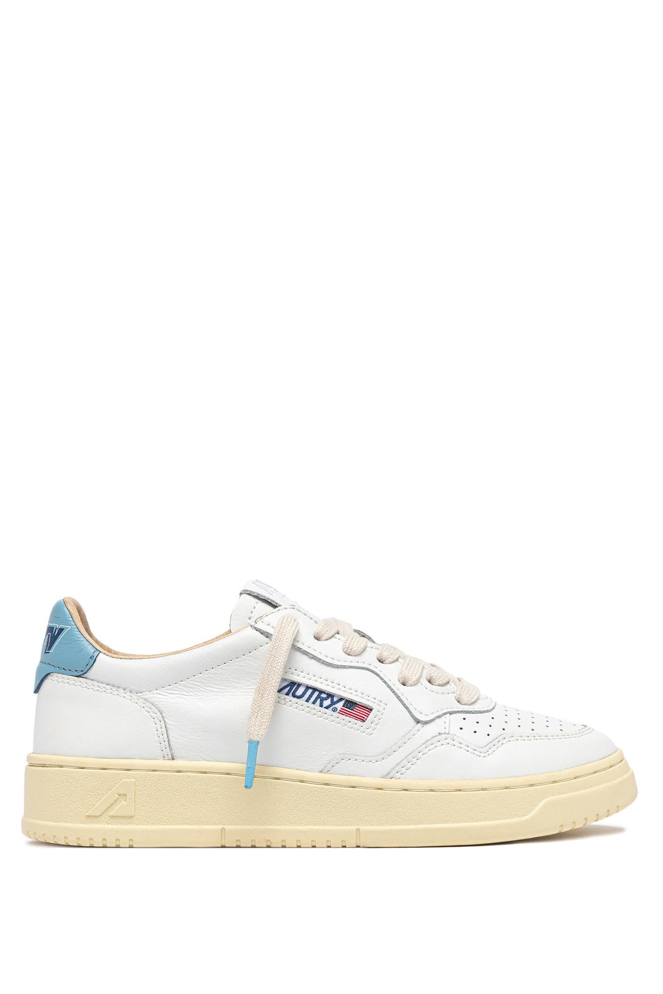 Autry Sneaker Medalist in pelle talloncino azzurro AULW TB01 WHT/FORGET