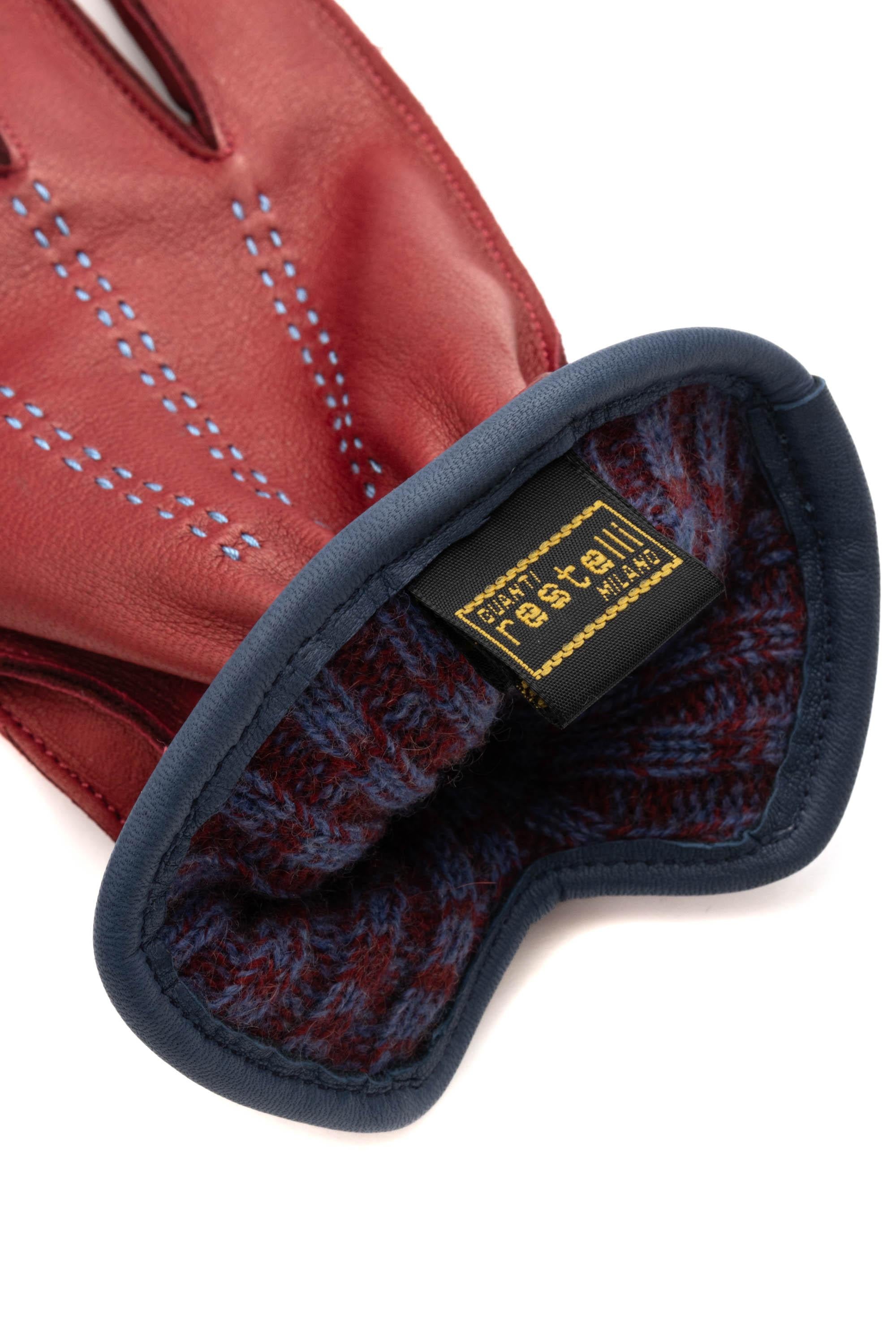 Guanto in cervo foderato in cashmere 57 BORDEAUX Restelli