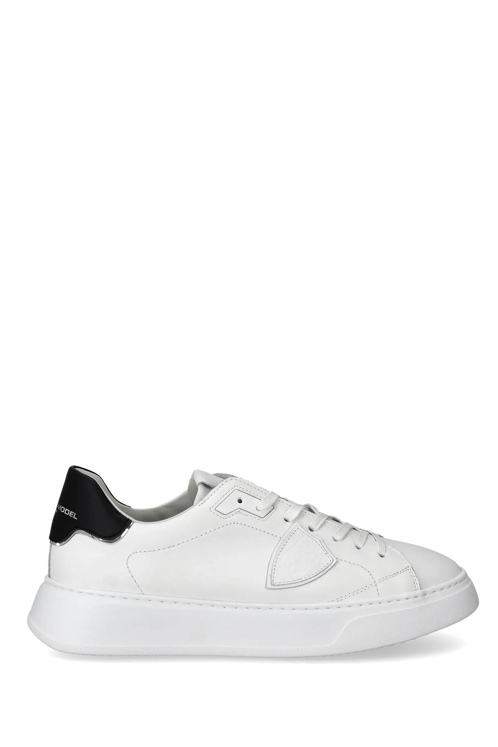 Philippe Model Sneaker low Temple in pelle white con talloncino nero BTLU-V007 WHITE