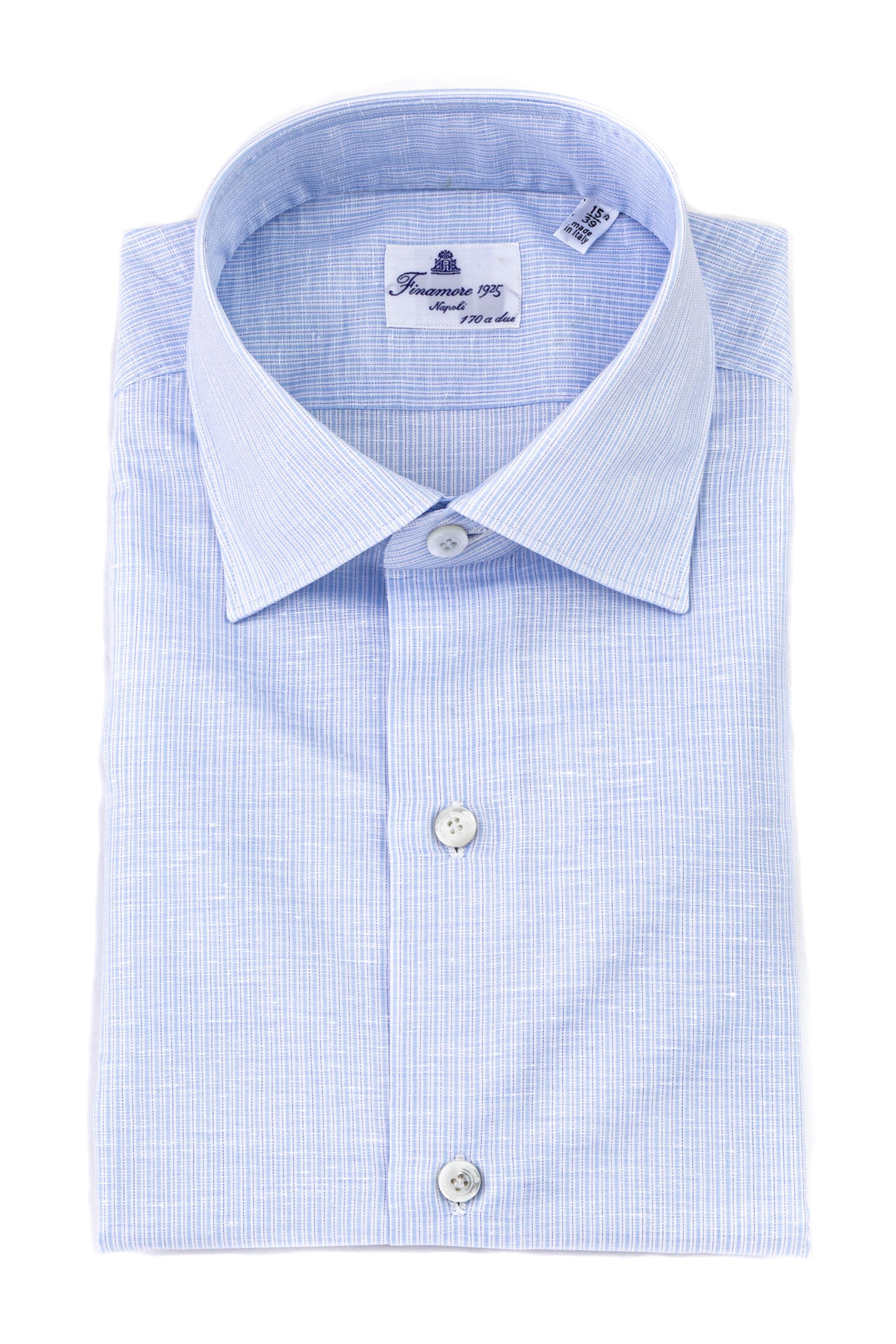 Finamore Camicia sartoriale rigata in lino-cotone giza170/2 170/2M-LIPS-Z 840919 C0462 01