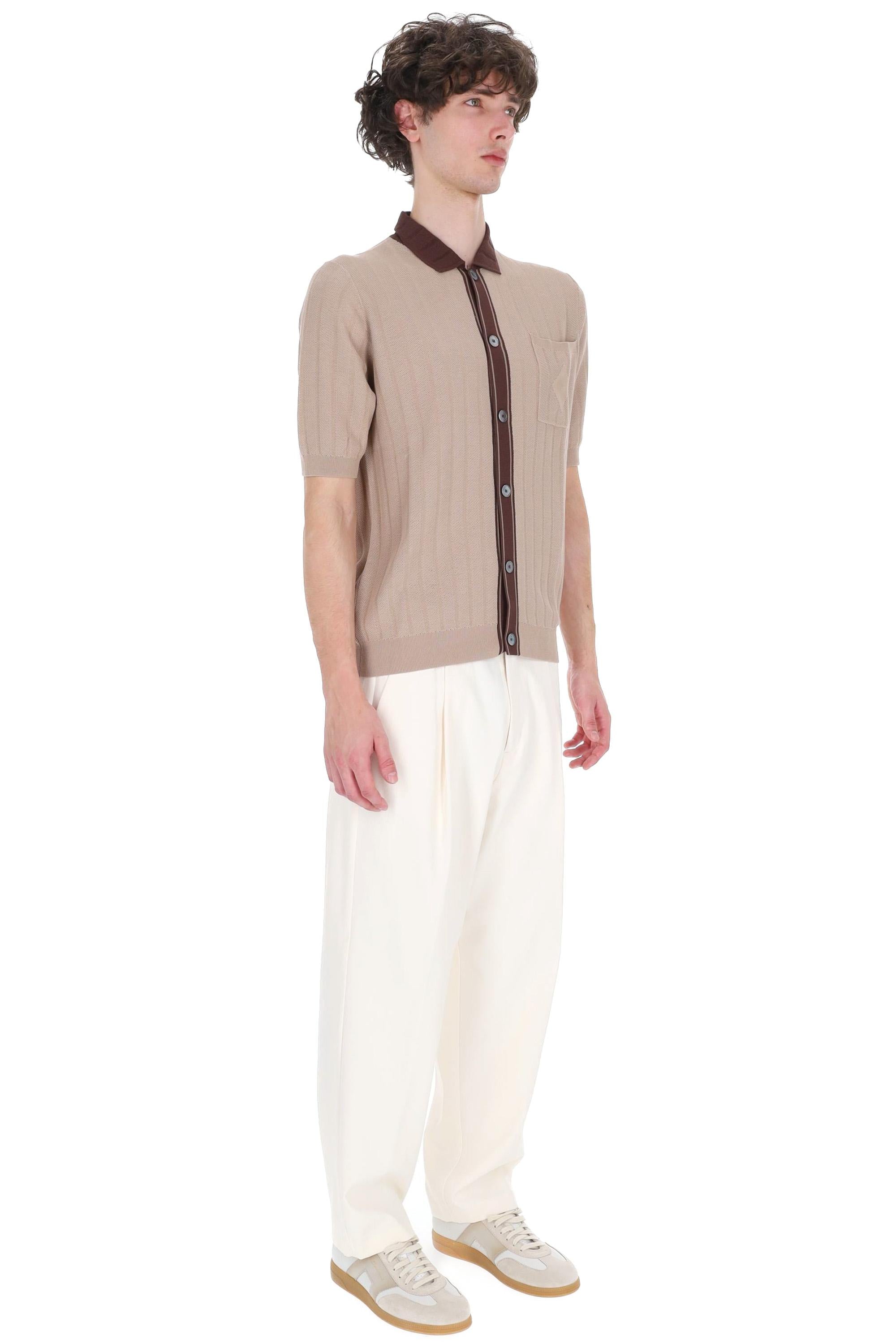 Ballantyne Polo-camicia in cotone tramato con profili in contrasto B2H034 14C13 94539