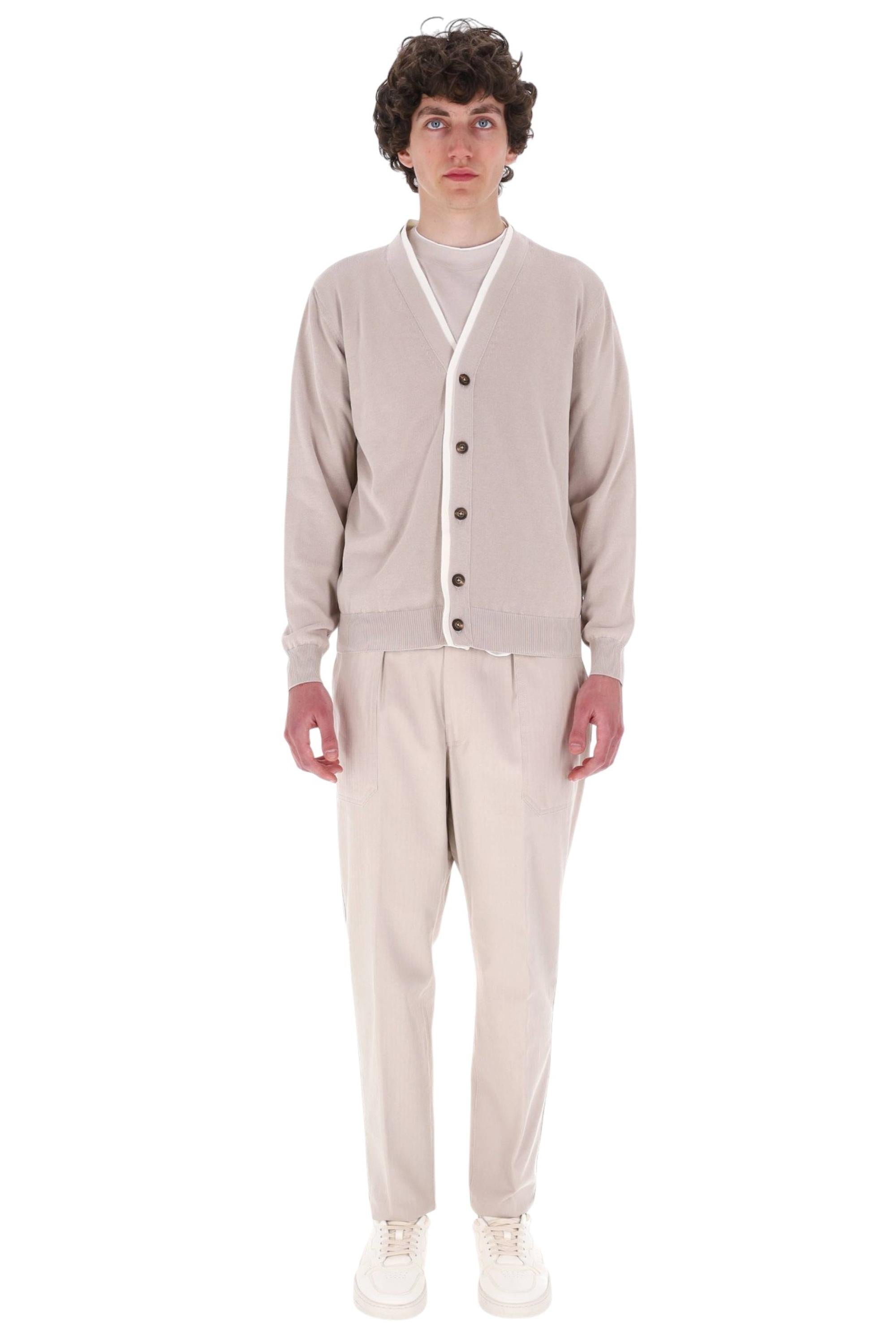 Eleventy Cardigan in cotone con doppi profili M76MAGM30 MAG0M015 02-01