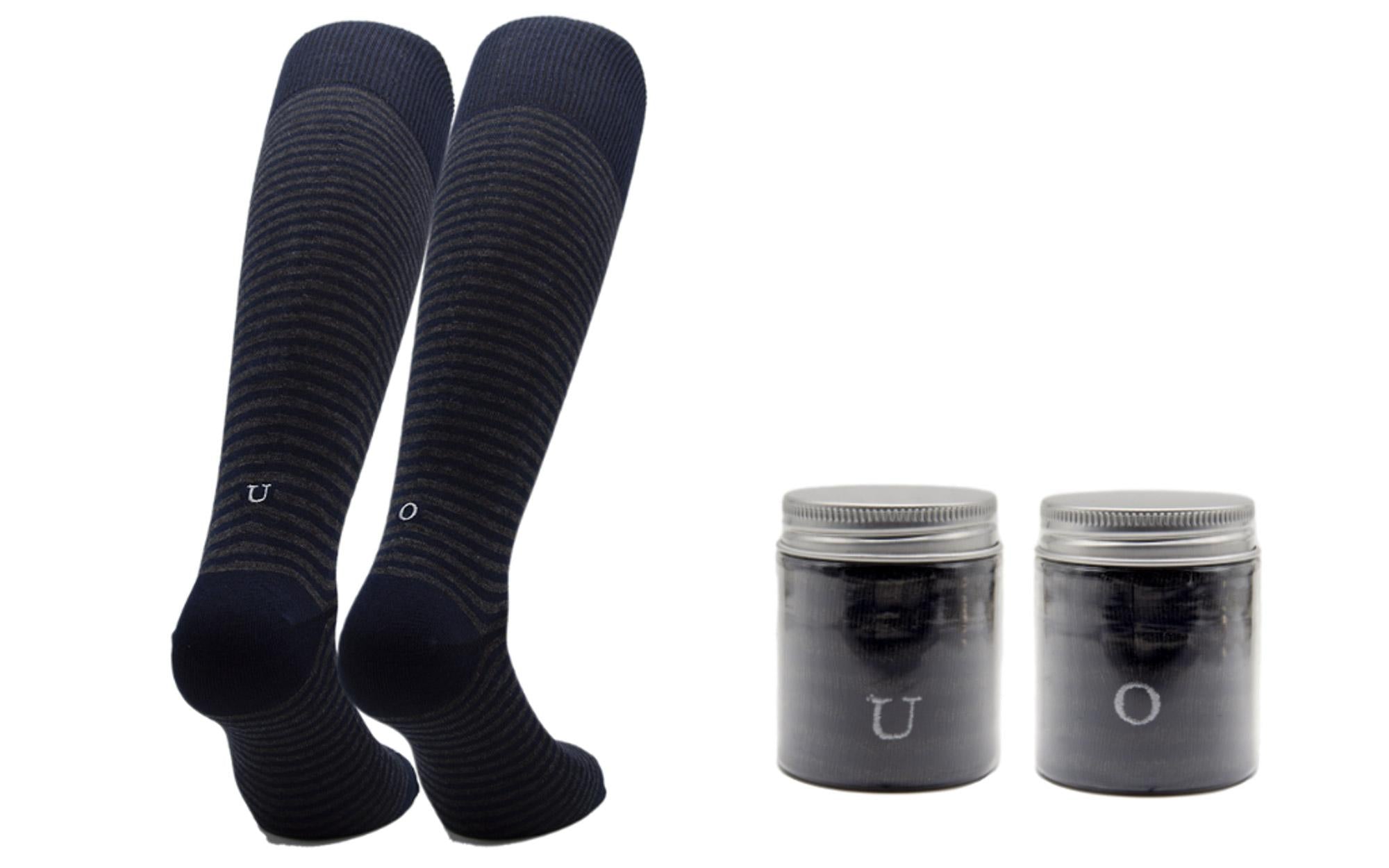 Individual Socks Calze in caldo cotone con iniziali grigie ricamate 309 NAVY/GRIGIO