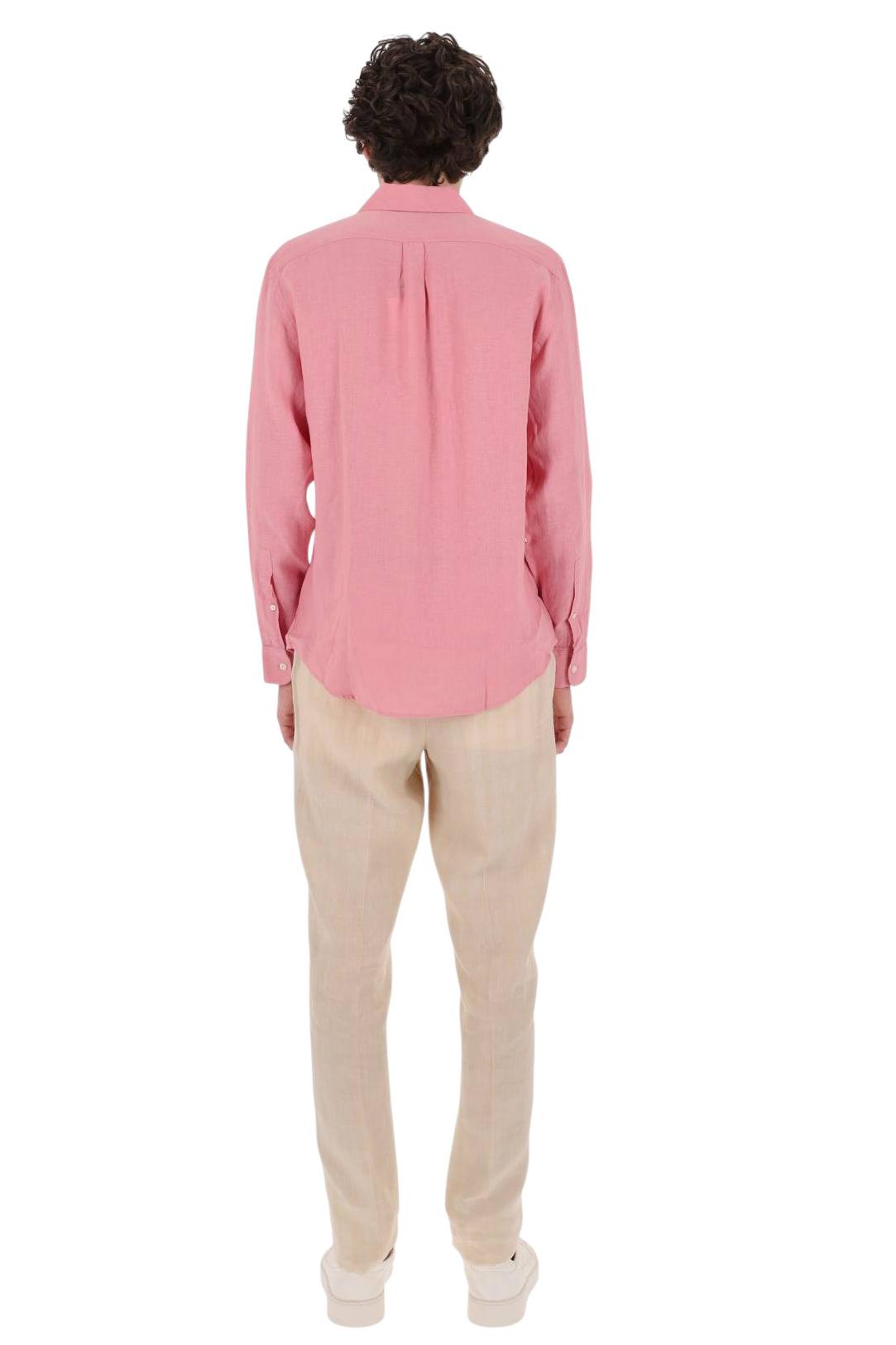 Portuguese Flannel Camicia in lino con taschino 066.S/3 ROSE