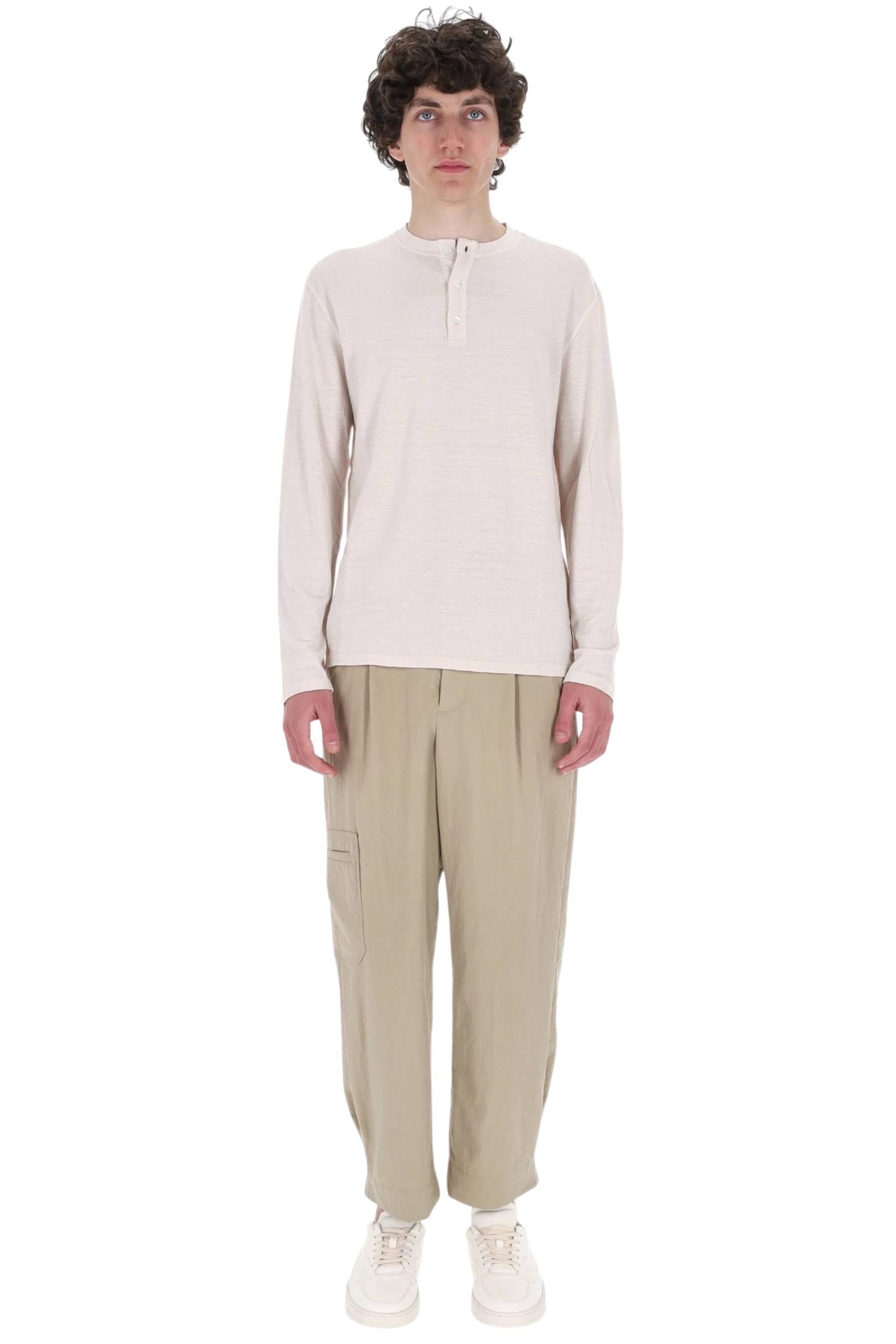 Roberto Collina T-shirt serafino in jersey di lino manica lunga MYA70043 03