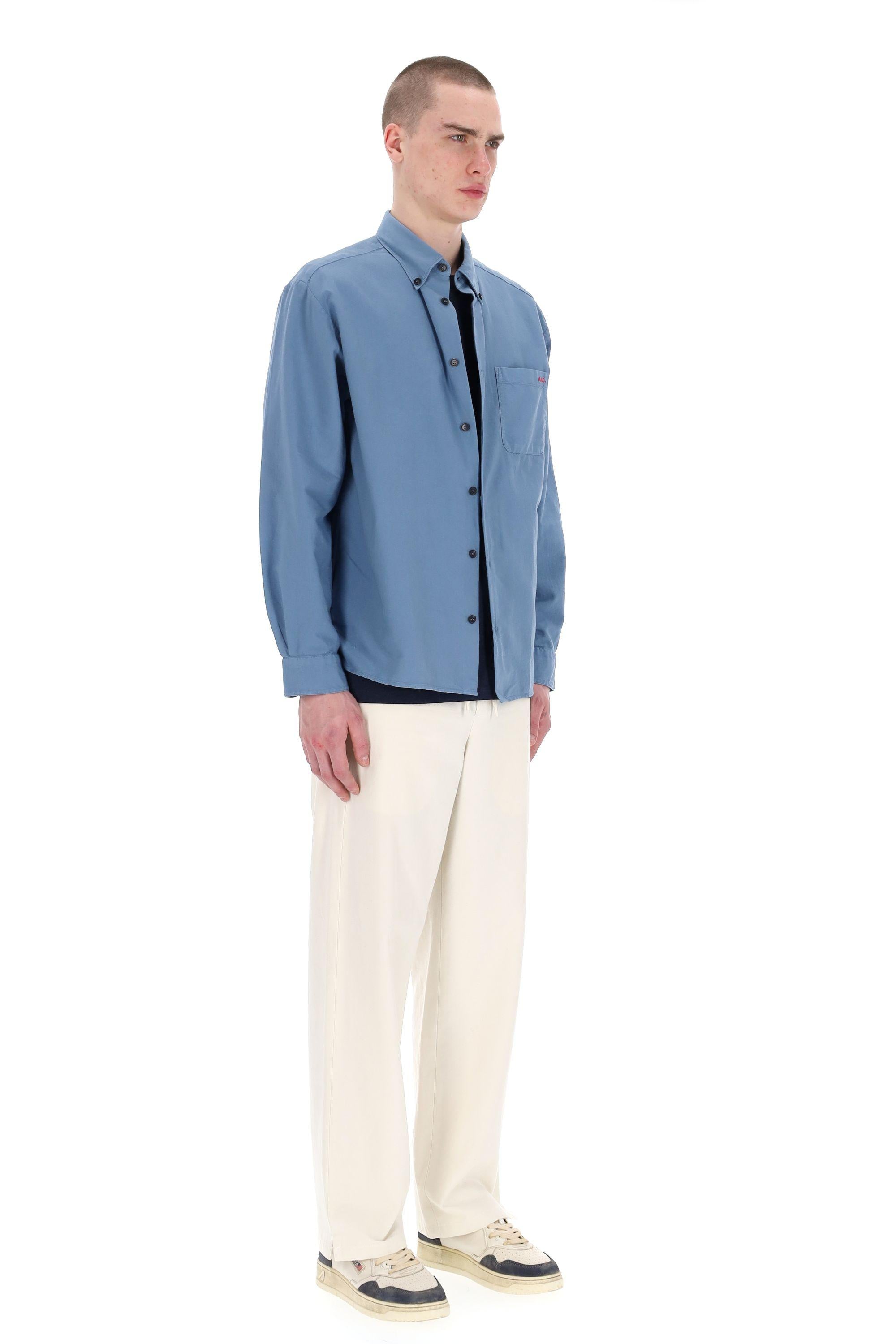 A.P.C. Camicia in cotone con button down e taschino COHAH-H12599 IAC