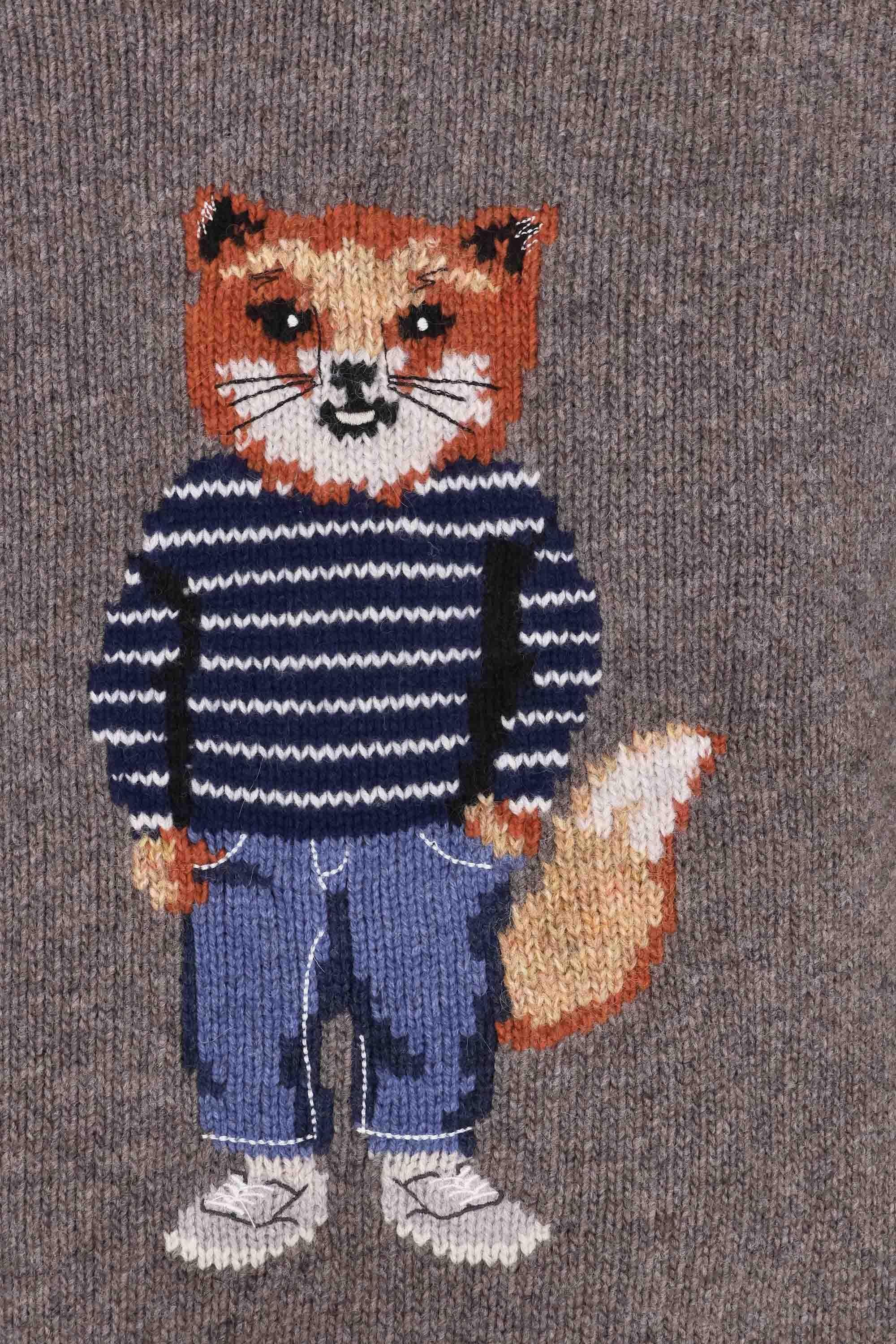 Maison Kitsuné Maglia girocollo in lana-mohair con disegno fox jacquard PM00806KH0002 H170