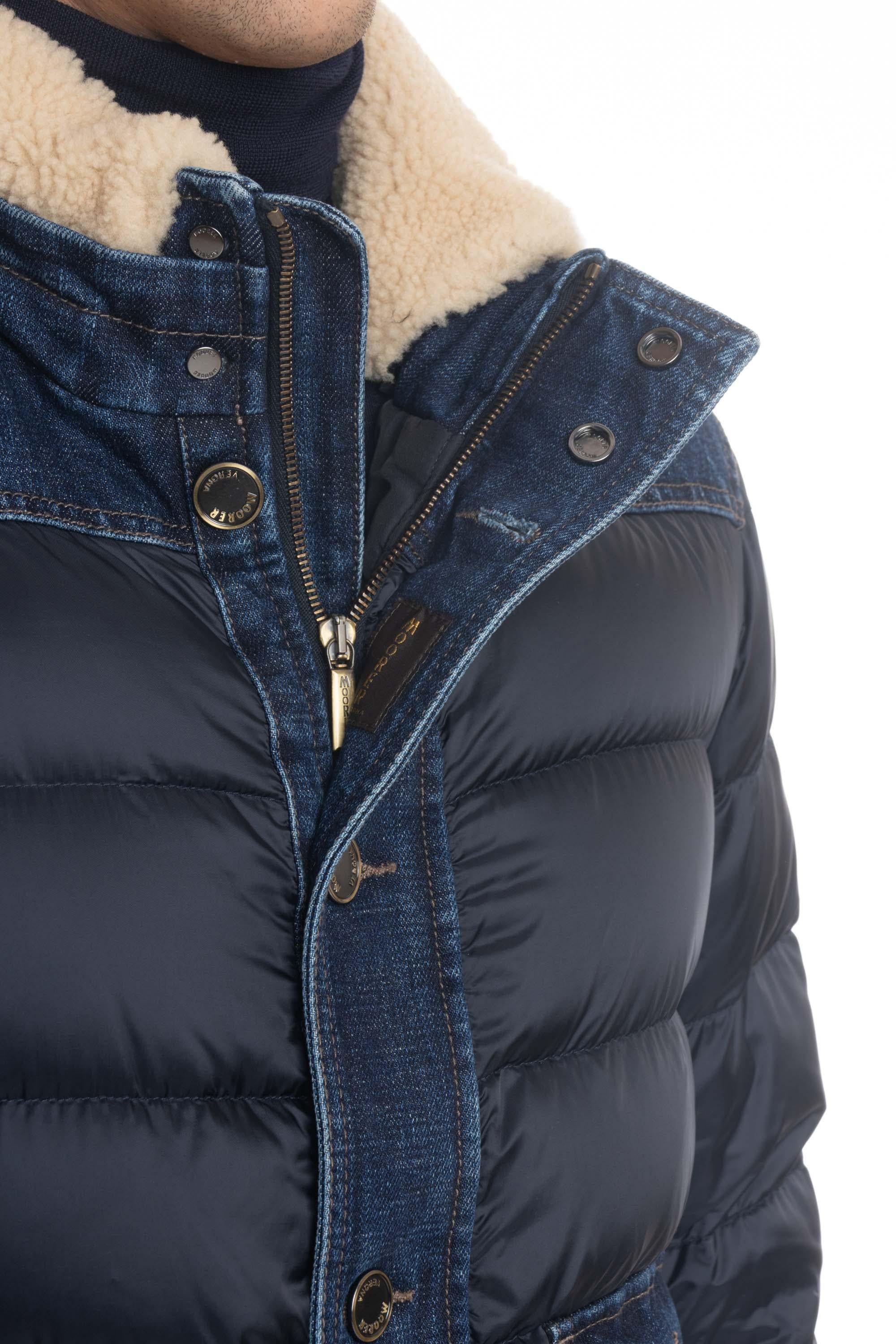 Moorer Piumino con dettagli in denim mod. Fantoni-104S FANTONI 104S BLU