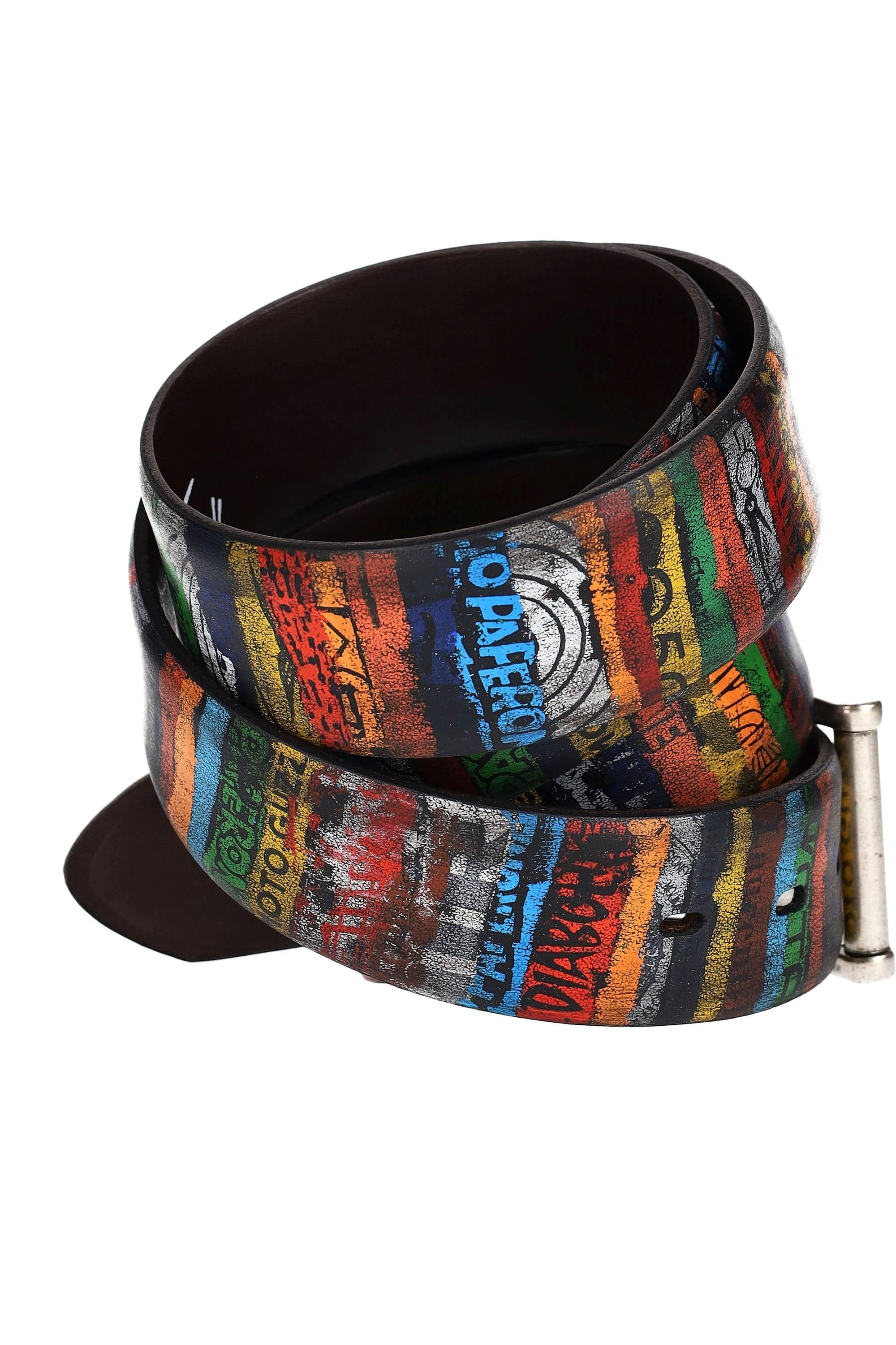 Artigianato Italiano Cintura artigianale in pelle "Mini Graffiti" MINI GRAFFITI MLTCLR