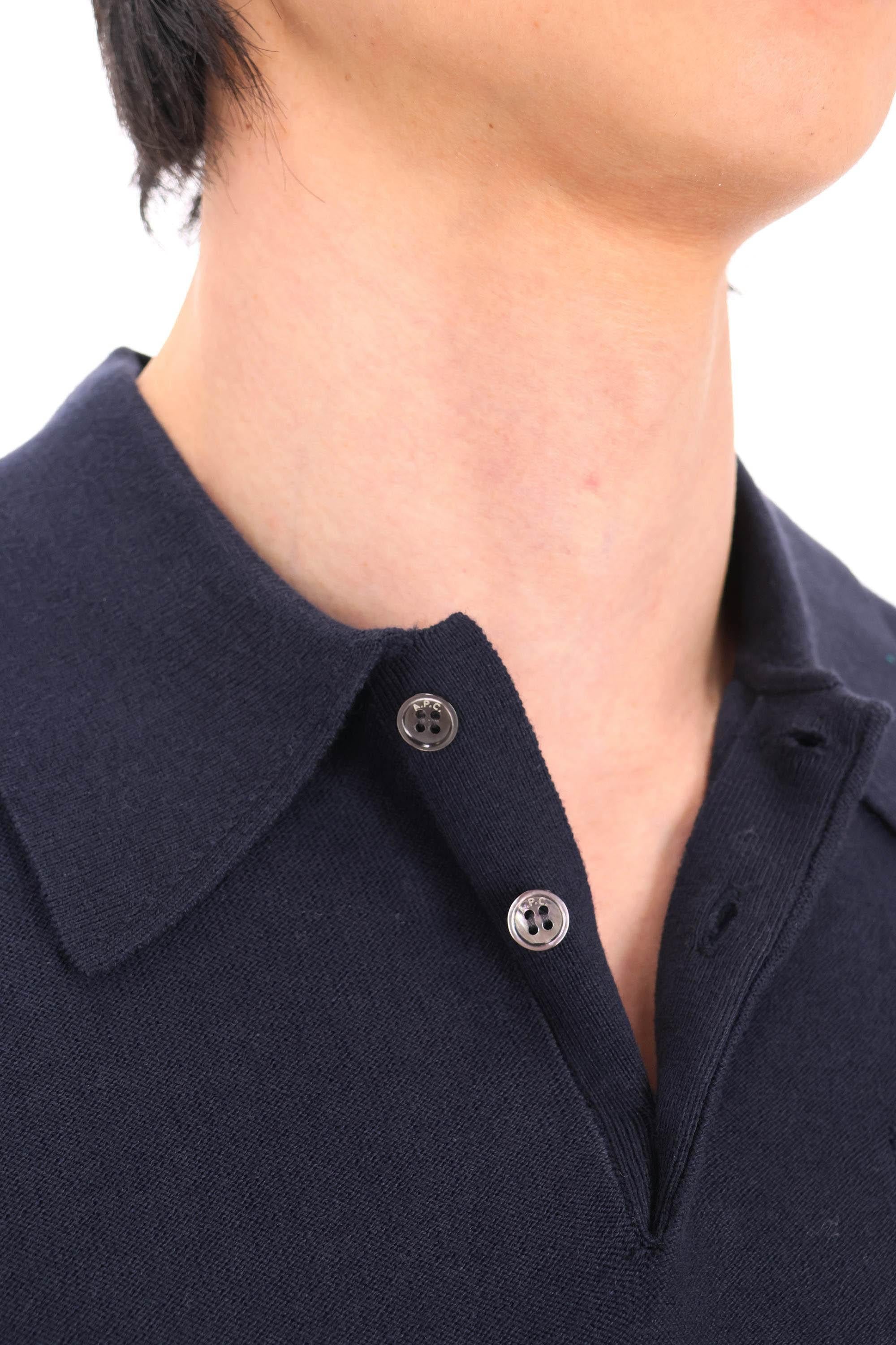 A.P.C. Polo in cotone-cashmere con taschino COHNX-H23476 IAK-DARK NAVY