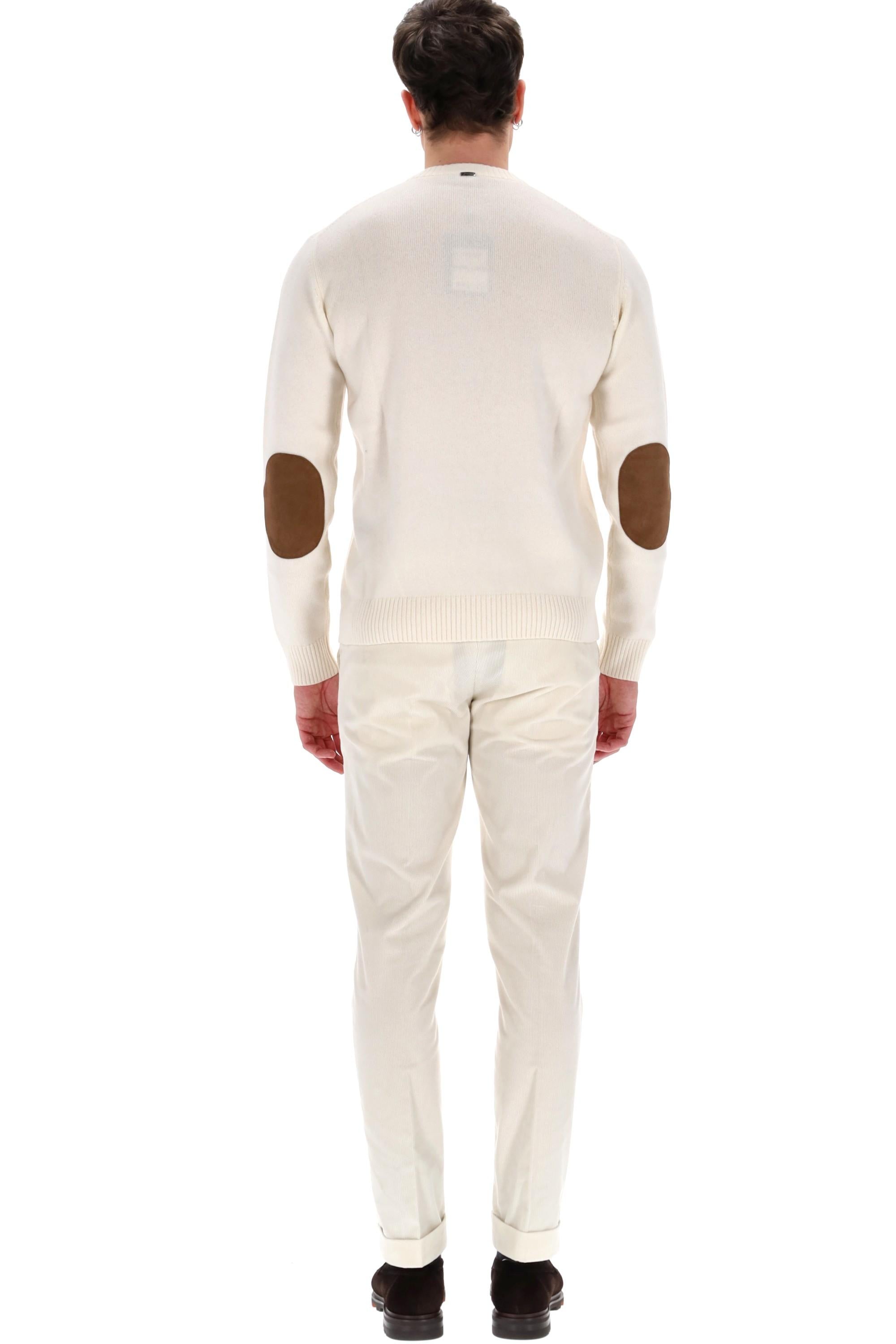 Herno Maglia girocollo in lana-cashmere toppe camoscio MG000145U 1000