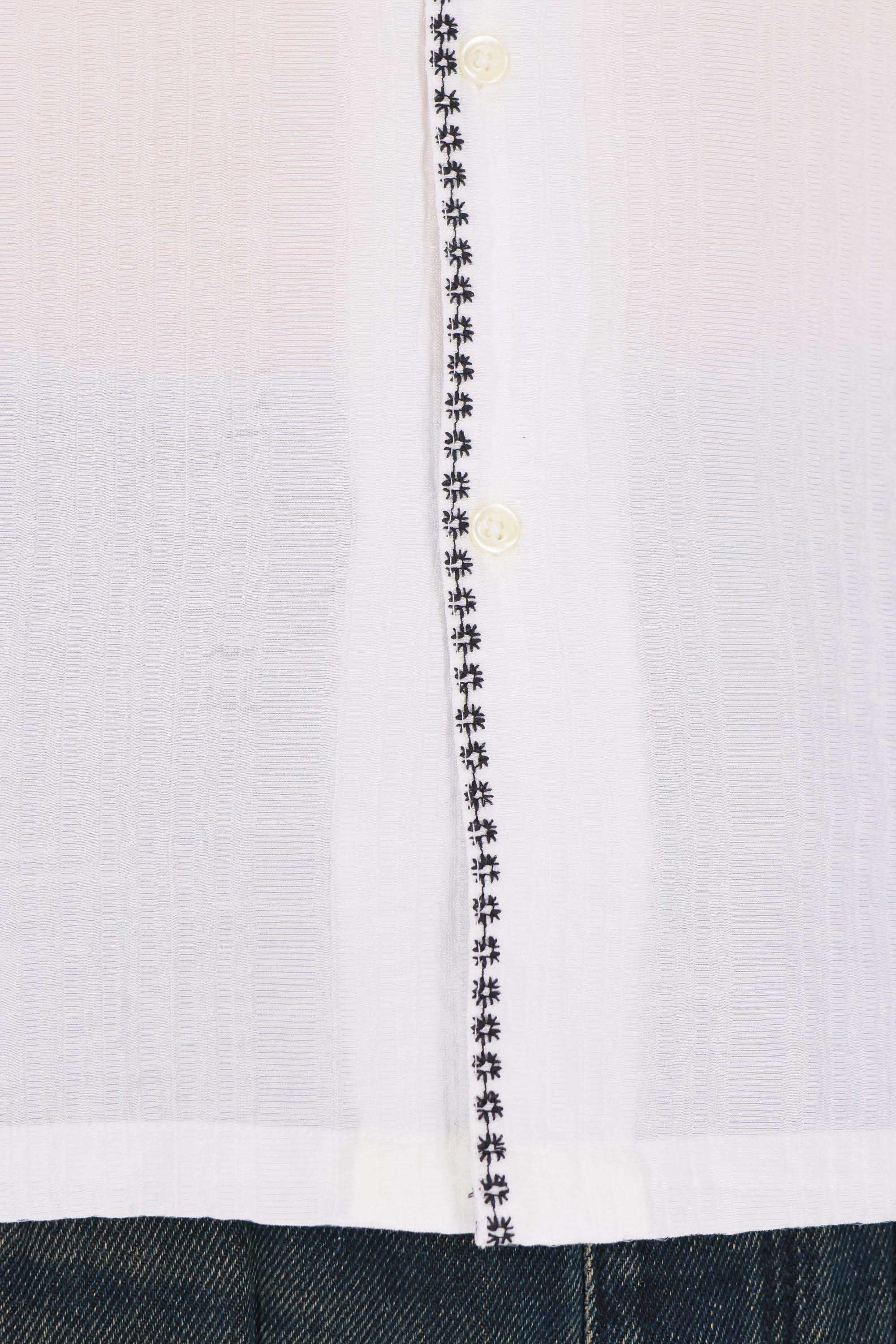 Officine Générale Camicia con ricamo in cotone seersucker mod. Eren MSHI005 WHITE/BLACK